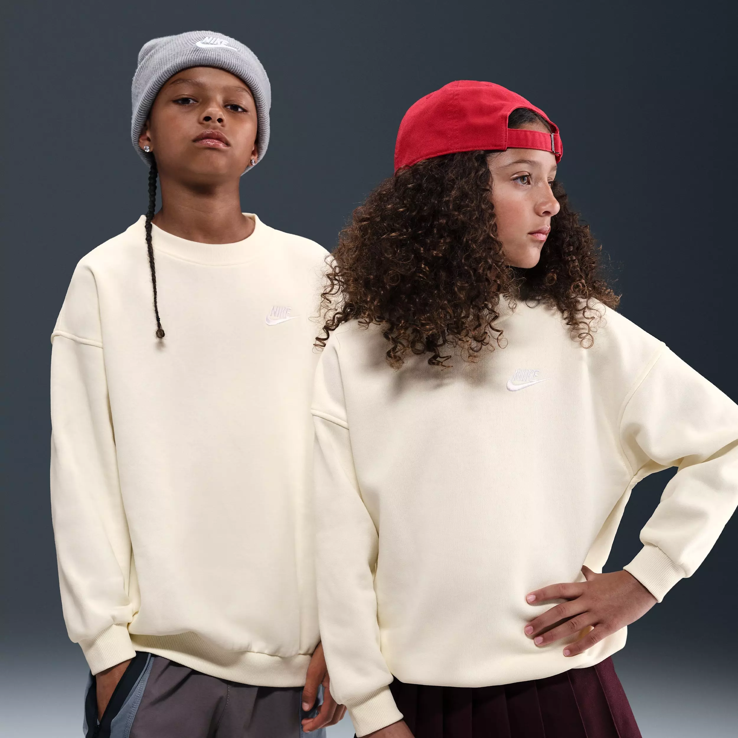 Nike Big Kids' Sportswear Club Fleece Oversized Sweatshirt - Light Brown - LIGHT BROWN