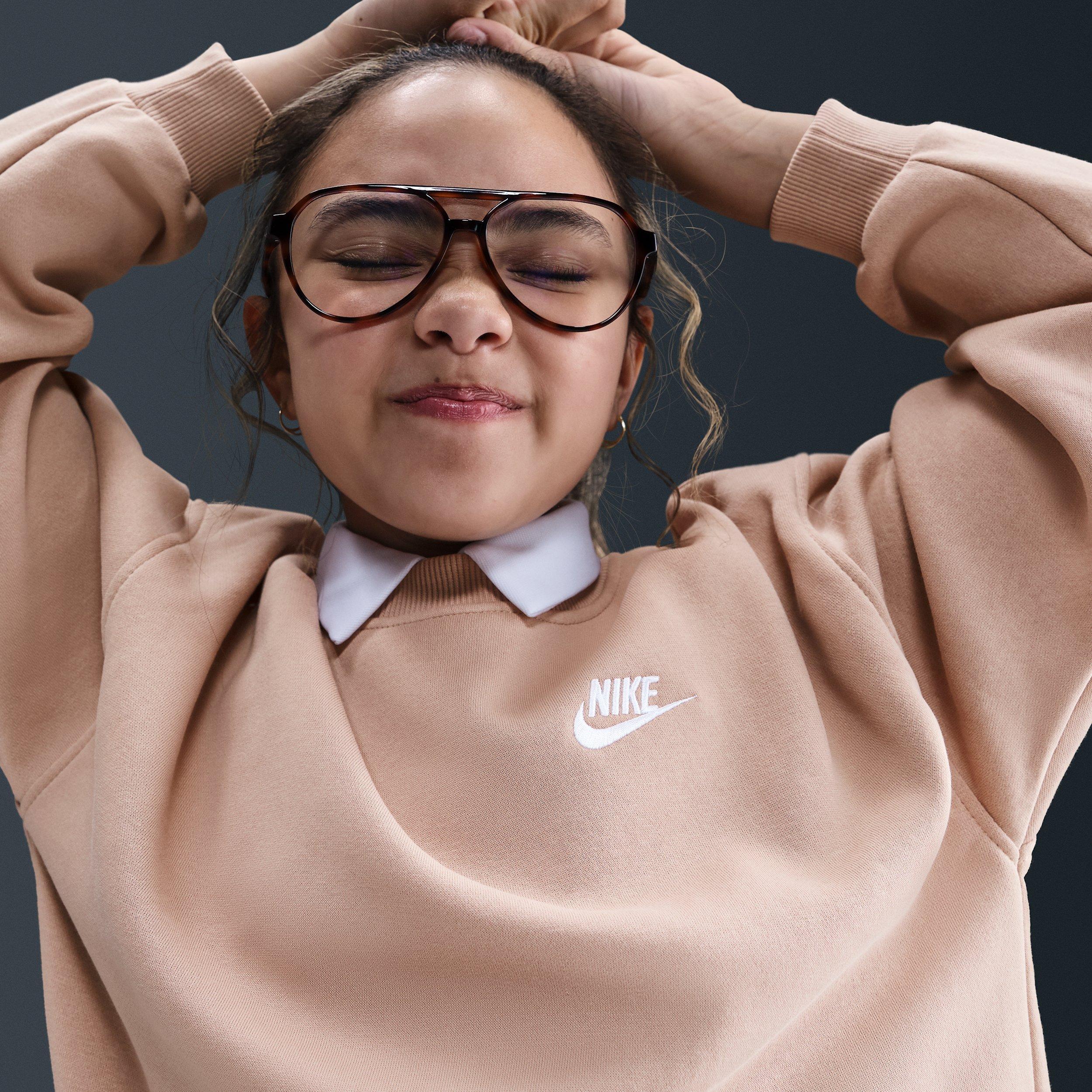 Nike Sportswear Club Fleece Big Kids' Brown Oversized Sweatshirt