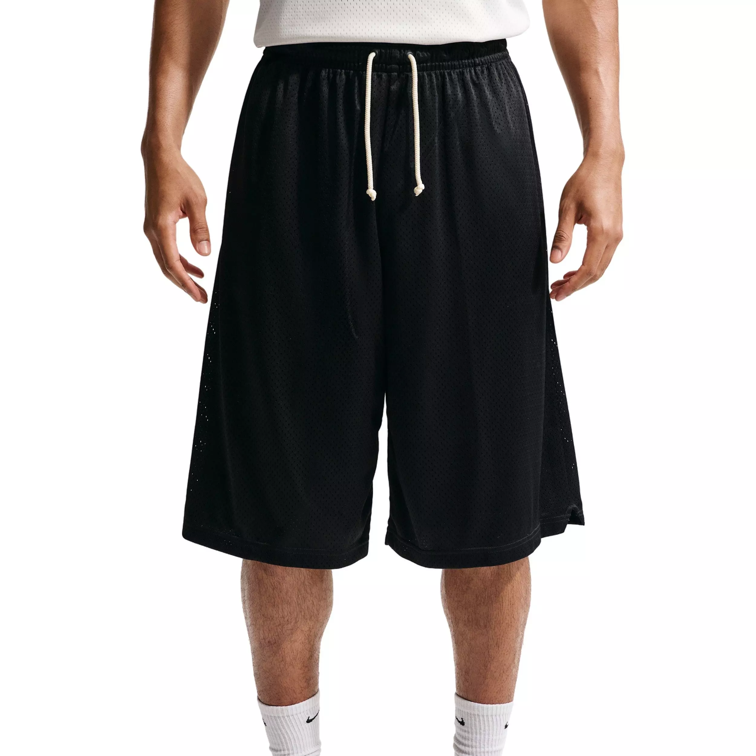 Nike Men's Standard issue Fri-FIT 14" Practice Mesh Basketball Shorts - Black - BLACK