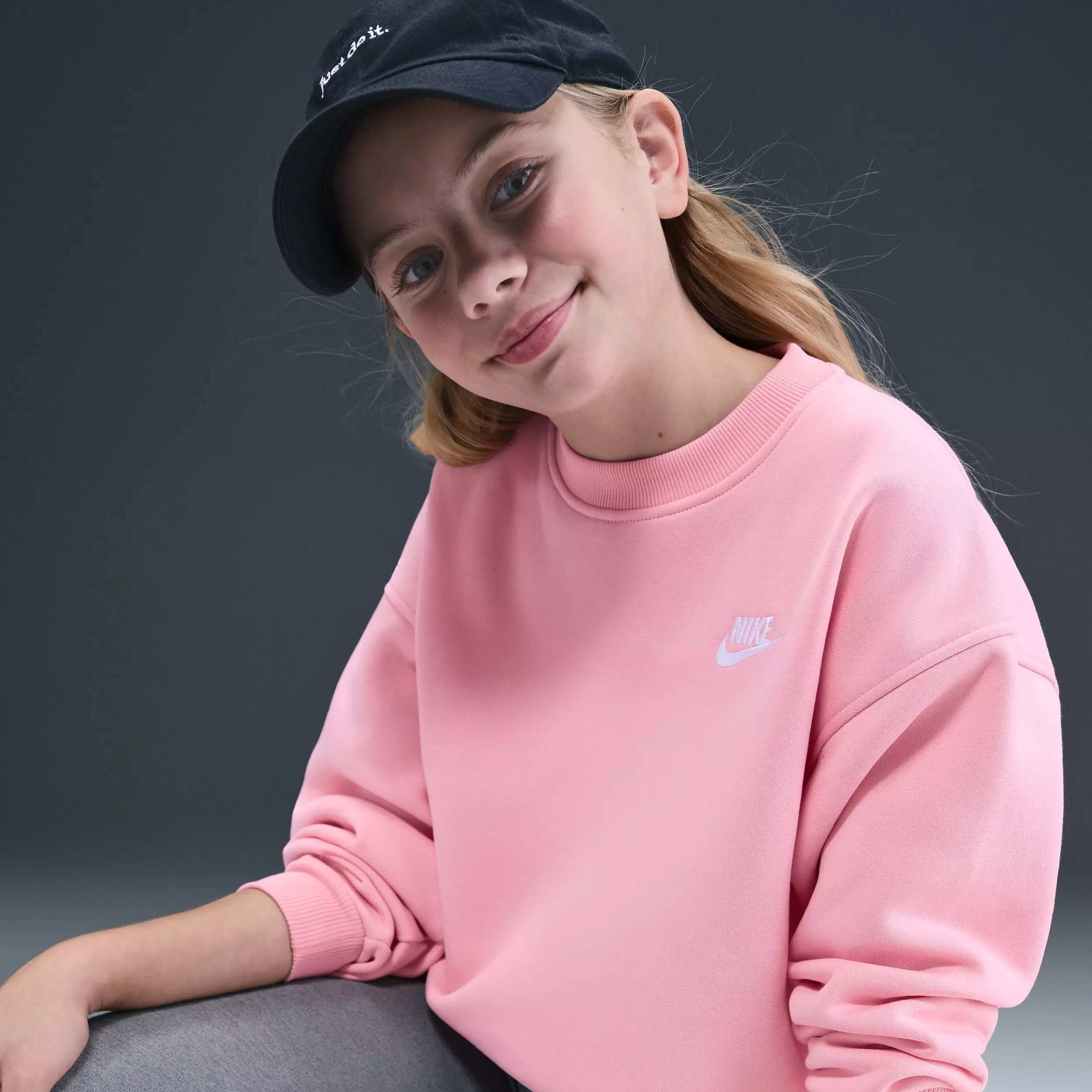 Nike Big Kids' Sportswear Club Fleece Oversized Sweatshirt - Pink - PINK