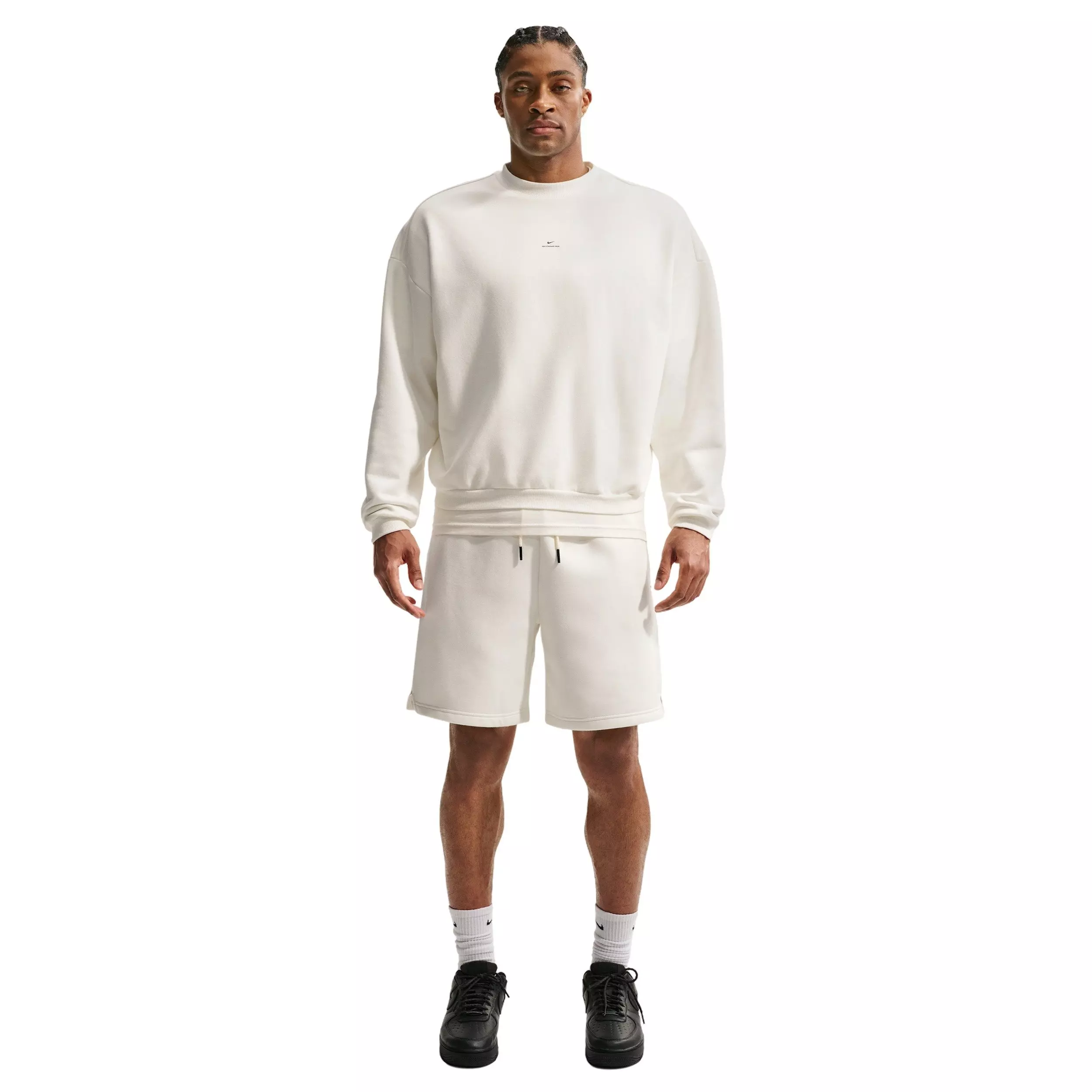 Nike Men's Standard Issue Therma-FIT 8" Brushed Fleece Basketball Shorts - WHITE