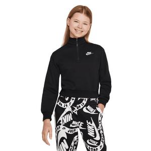 Nike Big Girls' Sportswear Club Fleece 1/2 Zip Long Sleeve Top - Black