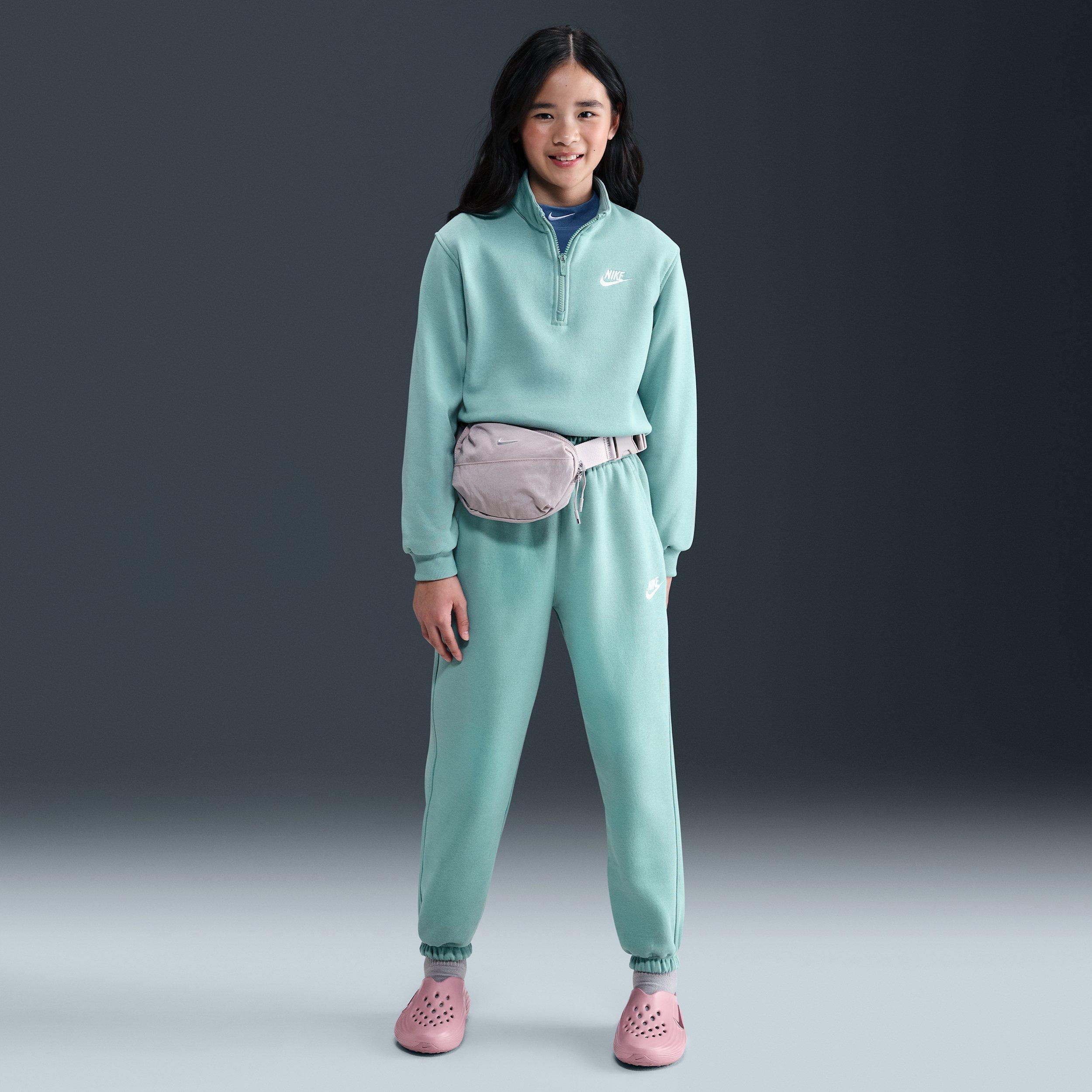 Nike Sportswear Club Fleece 1/2 Zip Big Girls' Green Long Sleeve Top