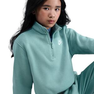 Nike Big Girls' Sportswear Club Fleece 1/2 Zip Long Sleeve Top - Green