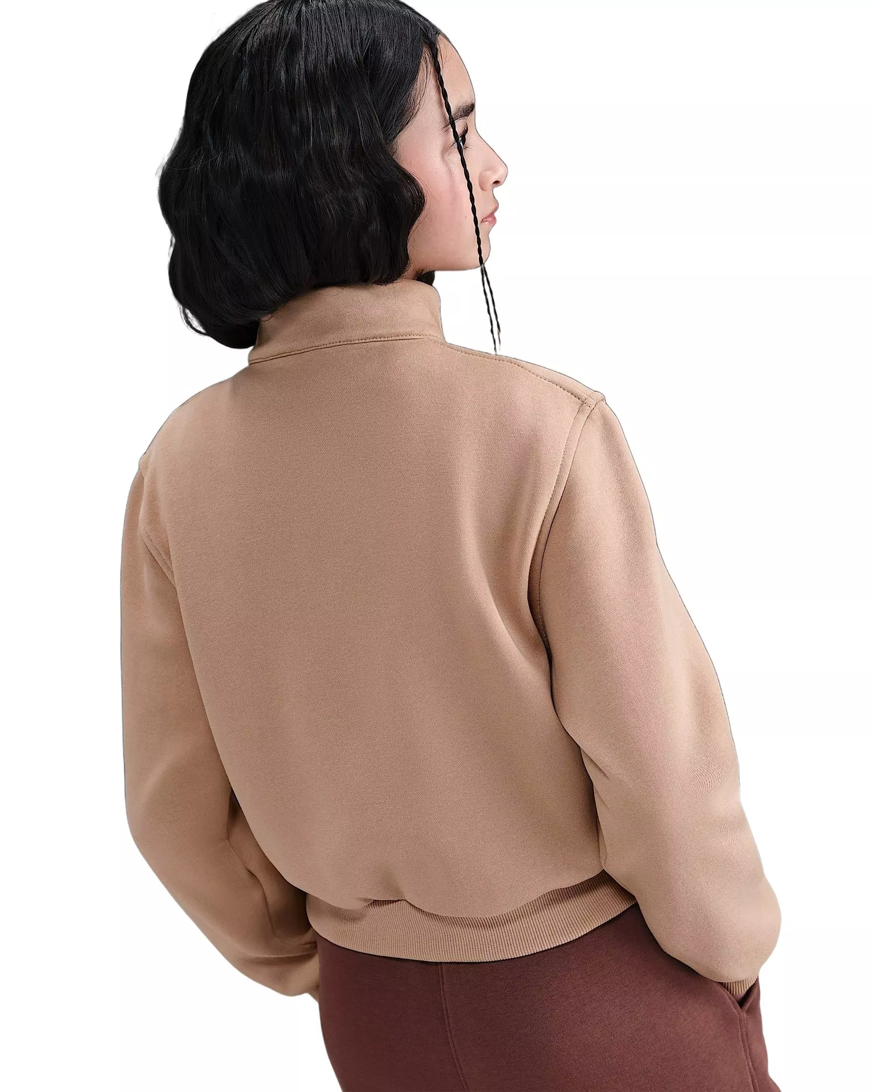 Nike Big Girls' Sportswear Club Fleece 1/2 Zip Long Sleeve Top - Brown - BROWN