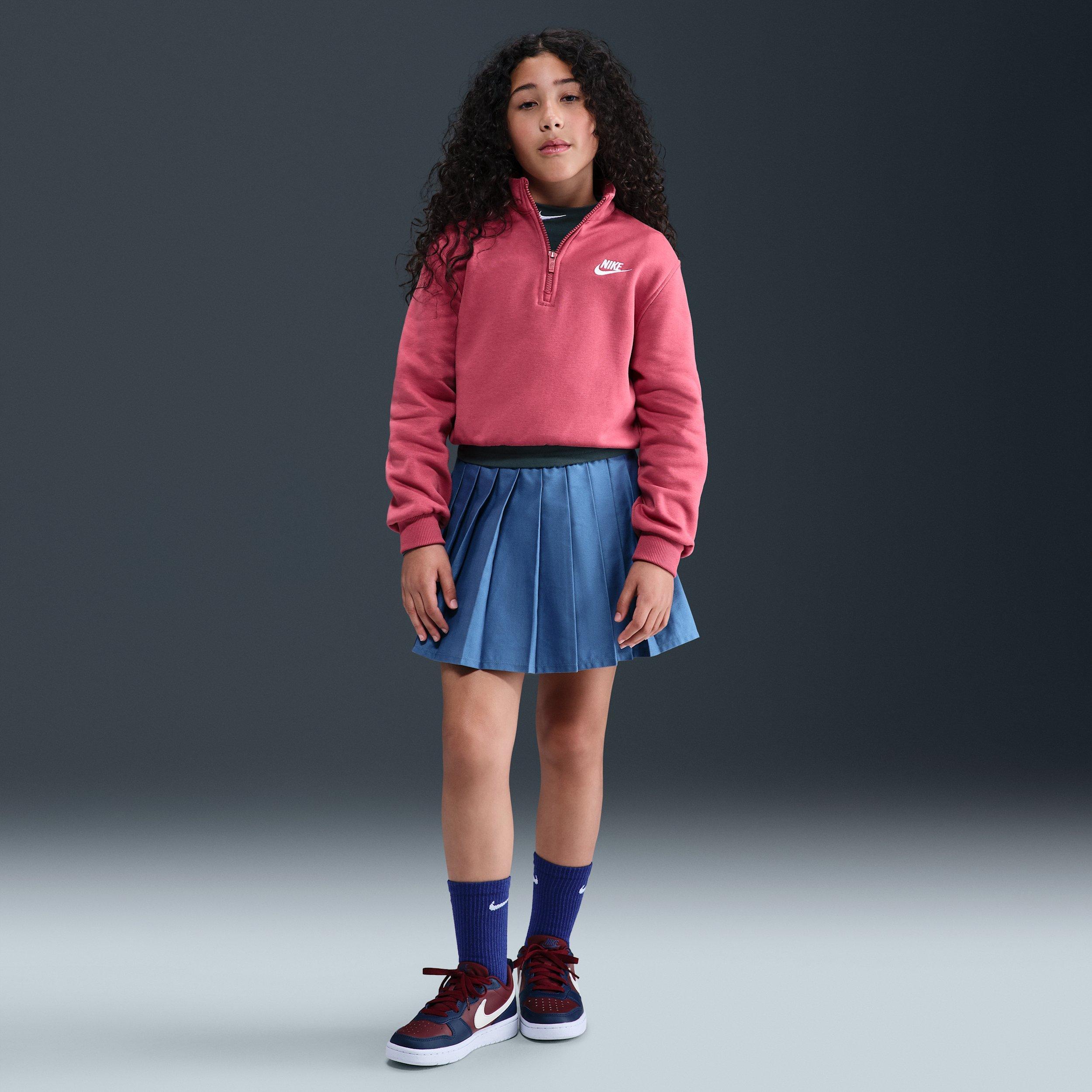 Nike Sportswear Club Fleece 1/2 Zip Big Girls' Purple Long Sleeve Top