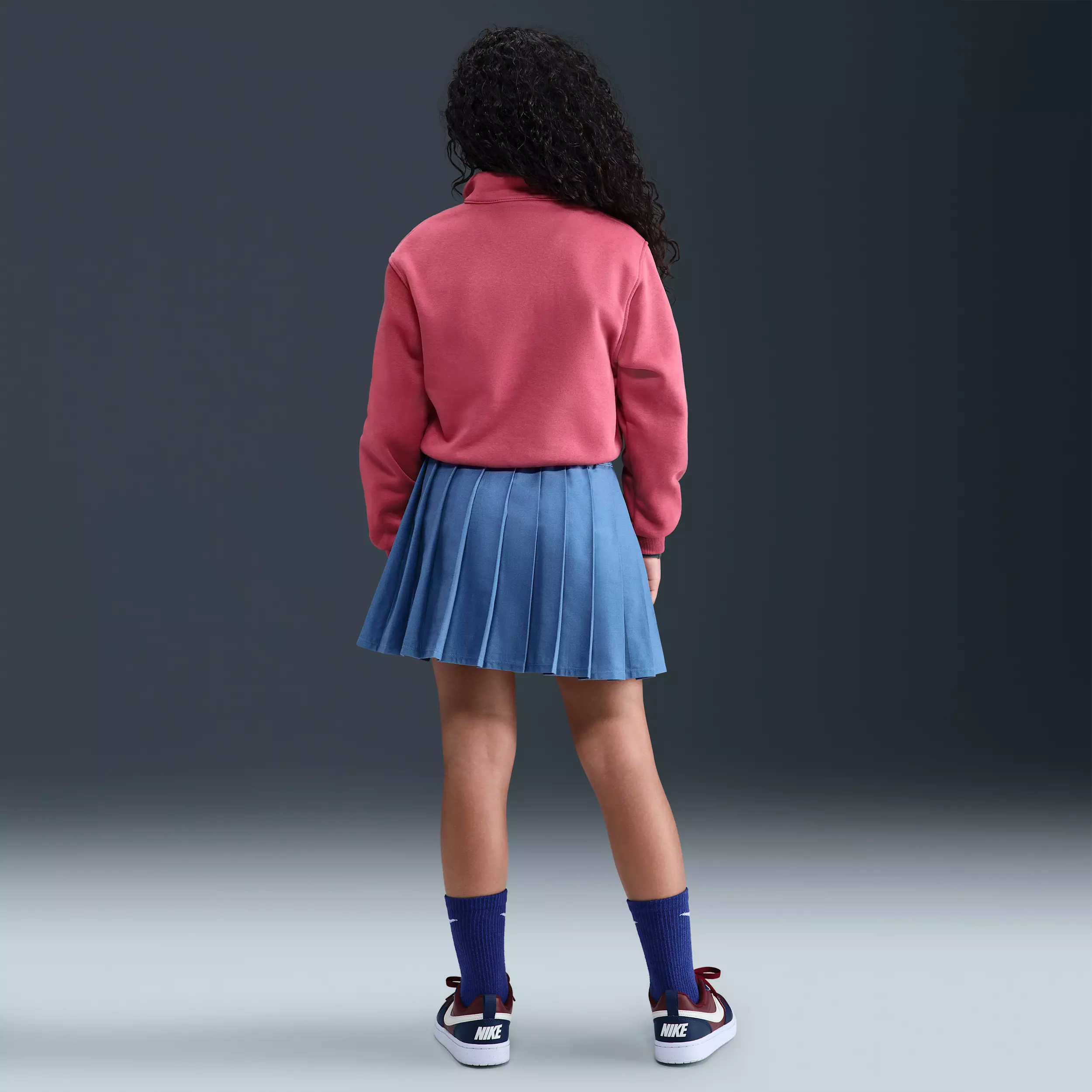 Nike Big Girls' Sportswear Club Fleece 1/2 Zip Long Sleeve Top - Purple - PURPLE