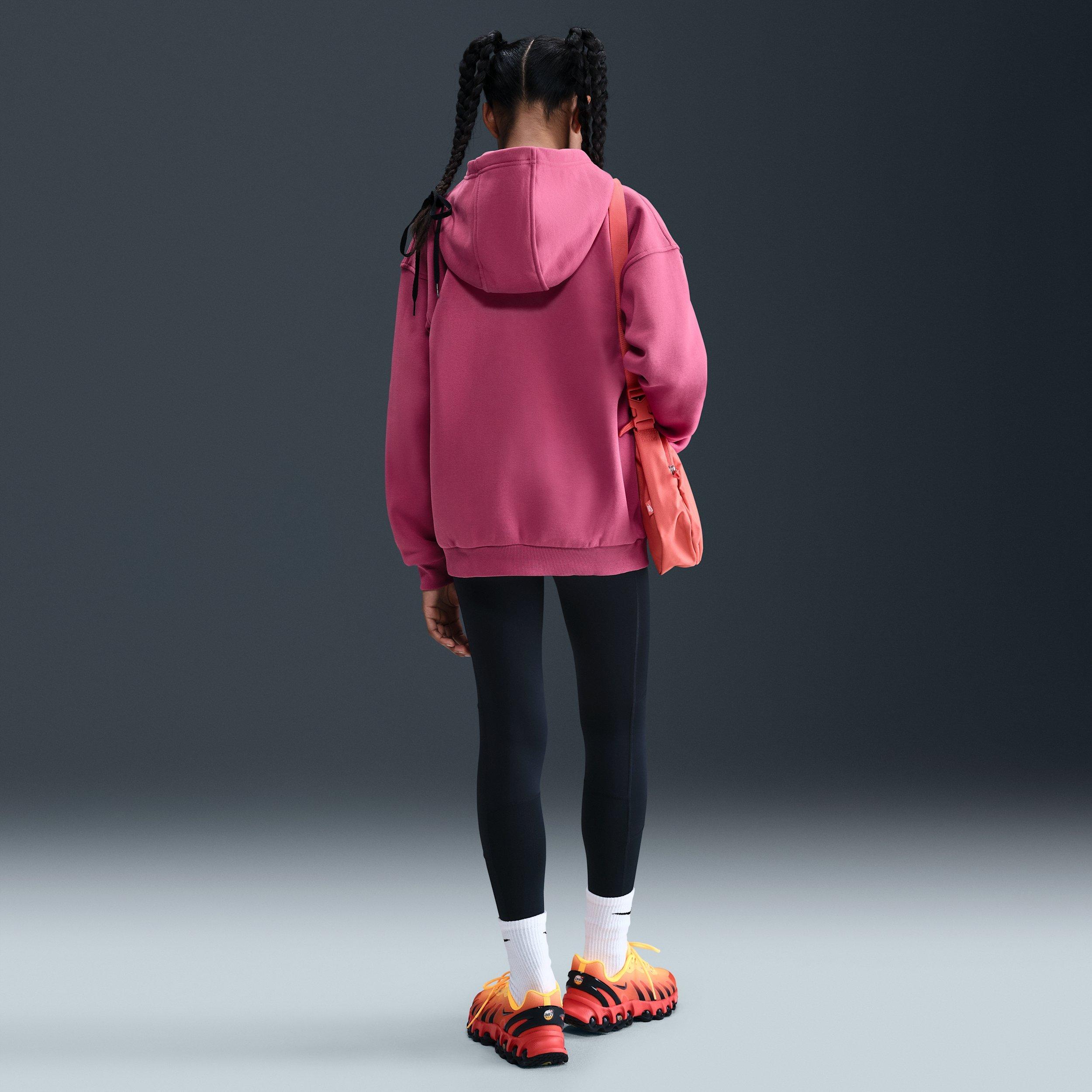 Nike Sportswear Club Fleece Oversized Full-Zip Big Girls' Purple Hooded Jacket