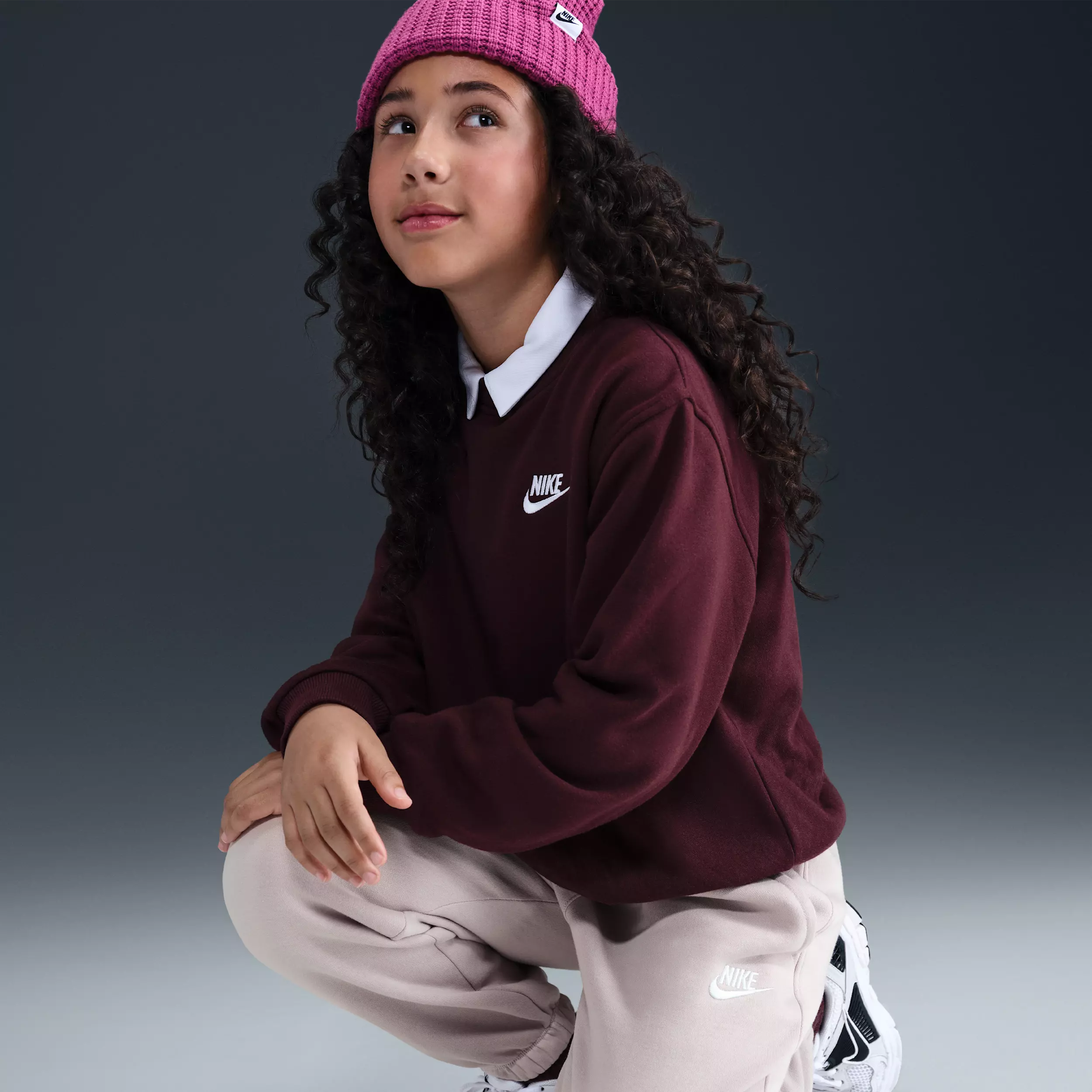 Nike Big Girls' Sportswear Club Fleece Loose Sweatpants - Light Purple - LIGHT PURPLE