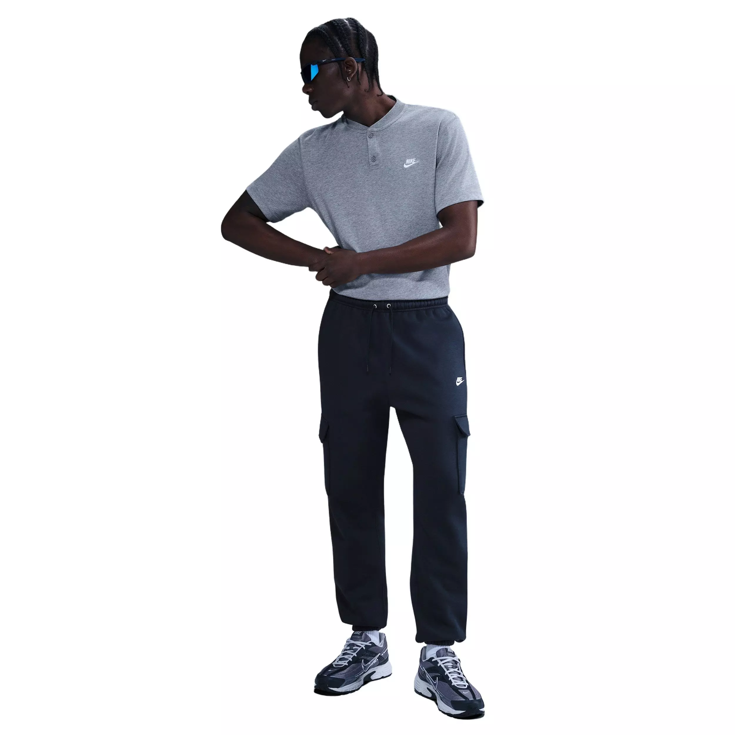 Nike Men's Club BB Fleece Cargo Pants - Blue - BLUE