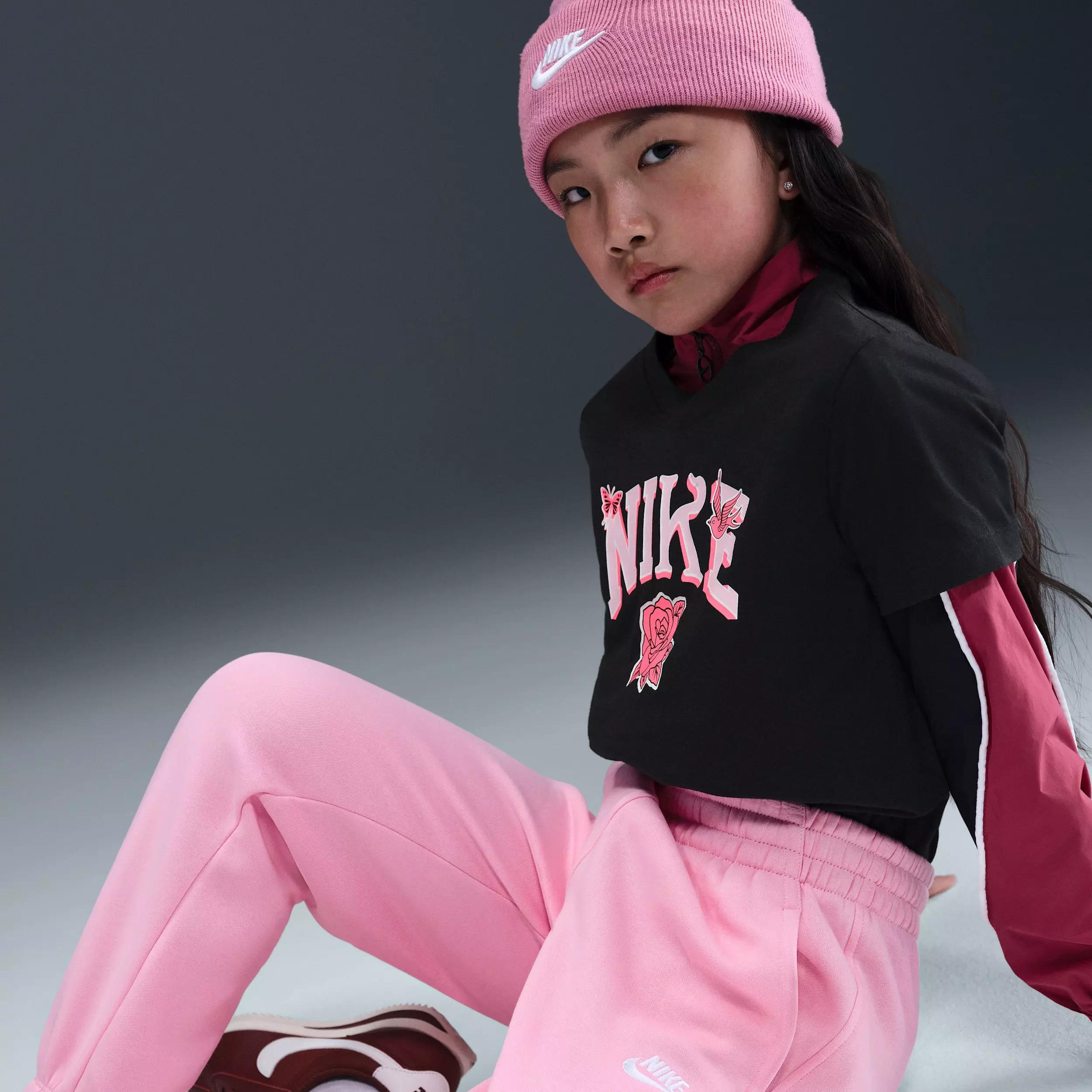 Nike Big Girls' Sportswear Club Fleece Loose Sweatpants - Pink - PINK