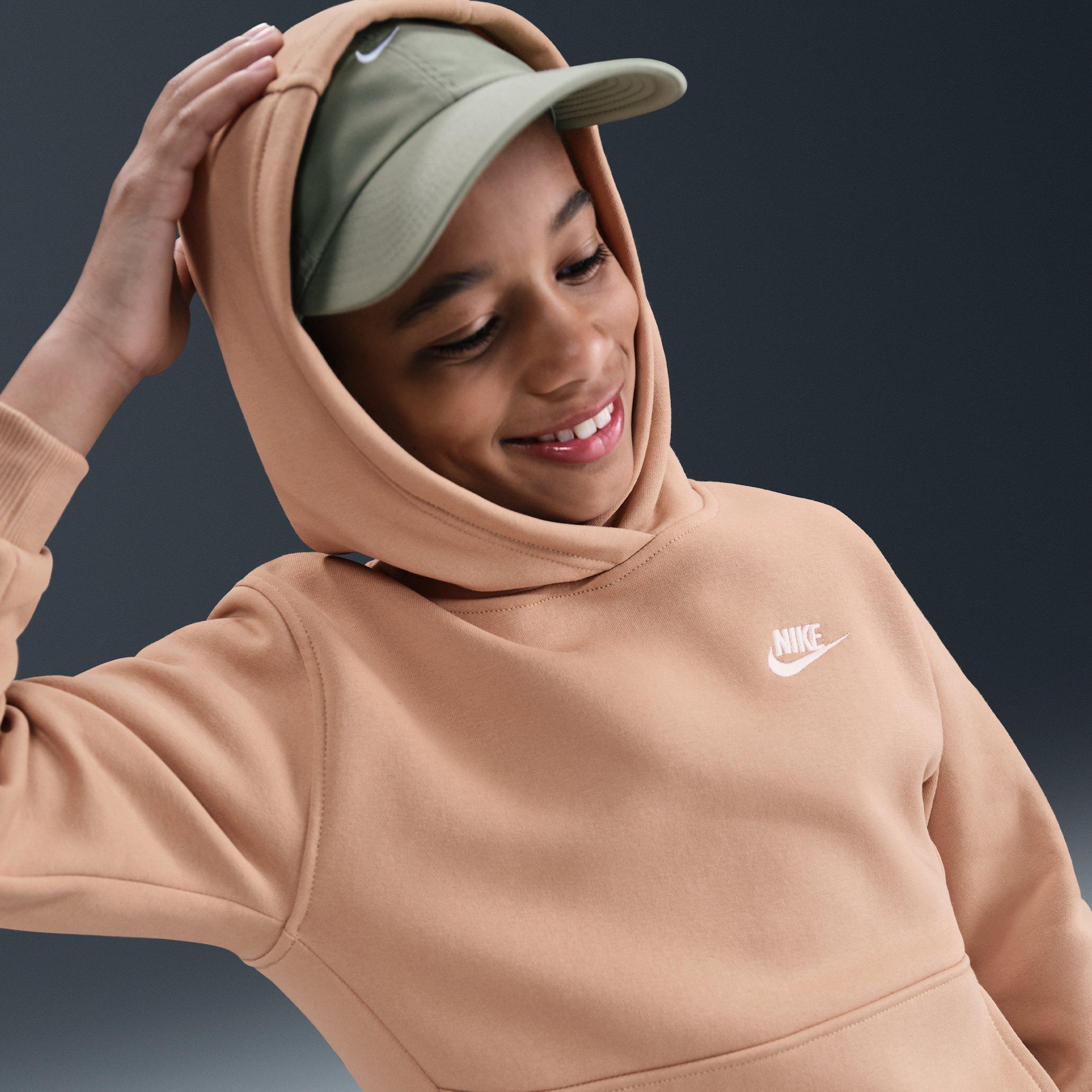 Nike Sportswear Club Fleece Lightweight Big Kids' Brown Pullover Hoodie