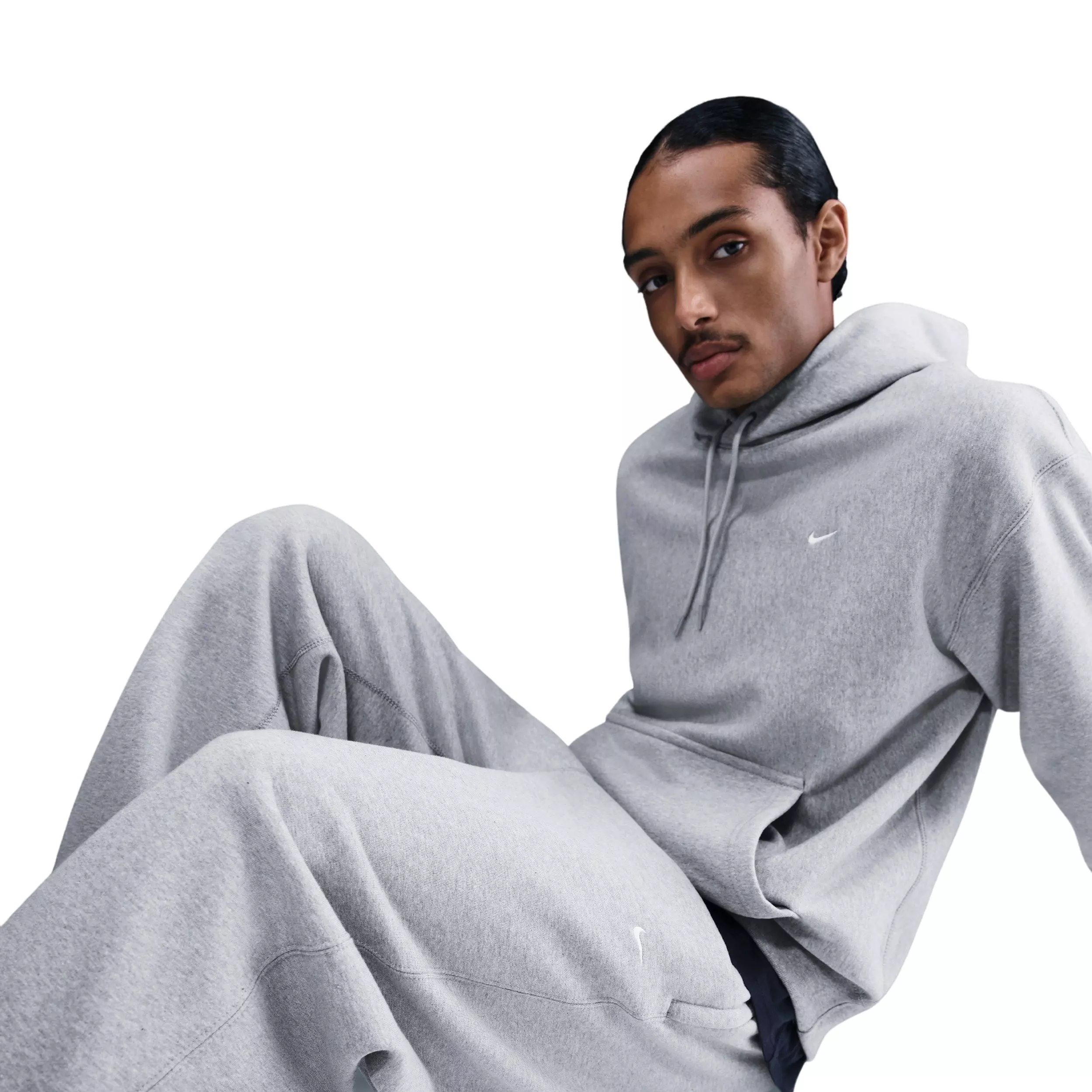 Nike Men's Solo Swoosh Fleece Open-Hem Pants - GREY