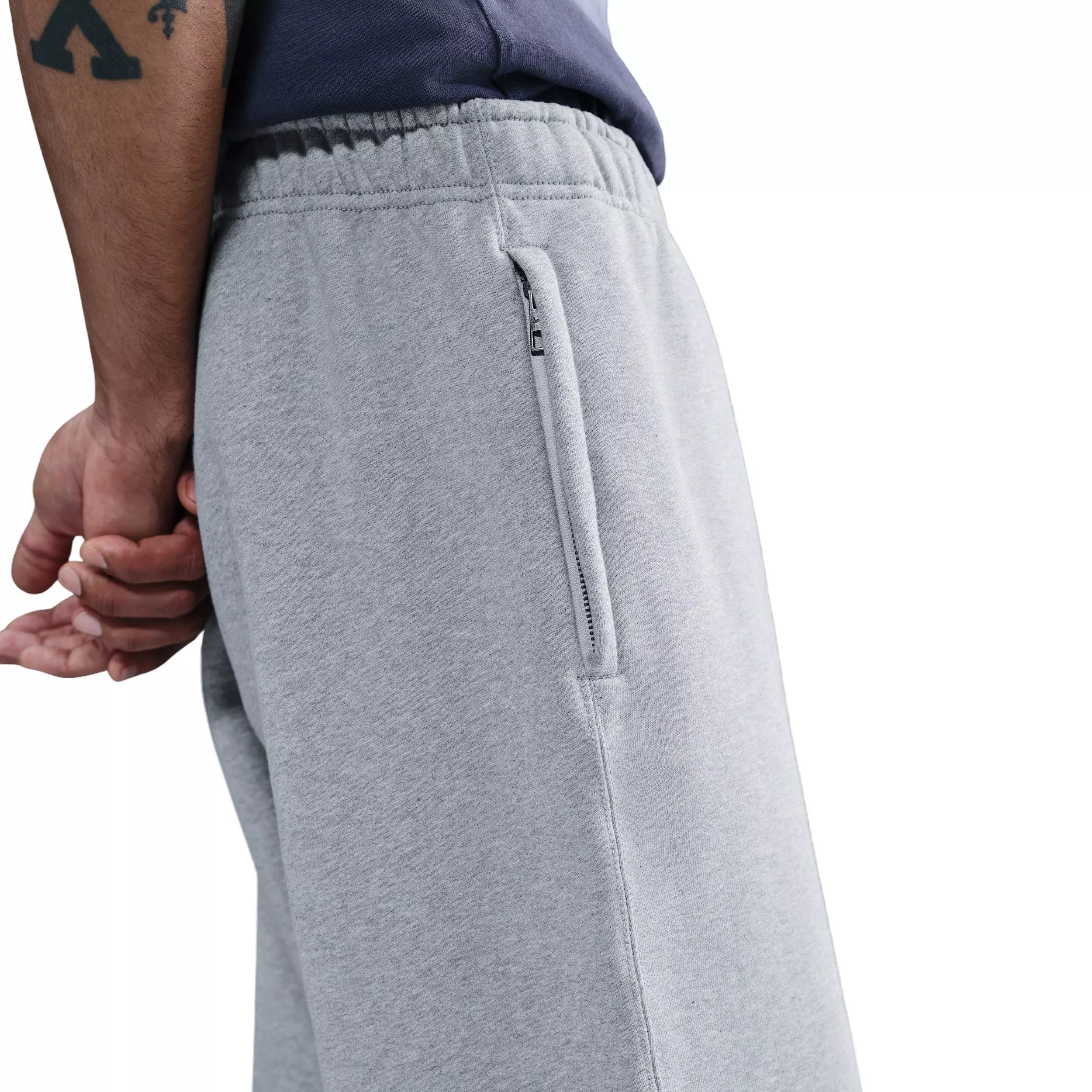 Nike Men's Solo Swoosh Fleece Open-Hem Pants - GREY