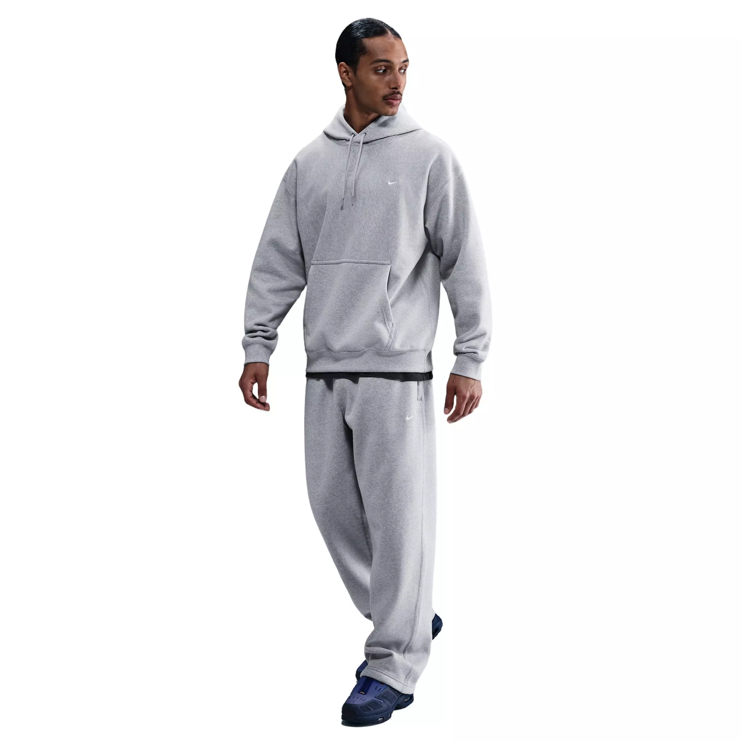 Nike Men's Solo Swoosh Fleece Open-Hem Pants - GREY