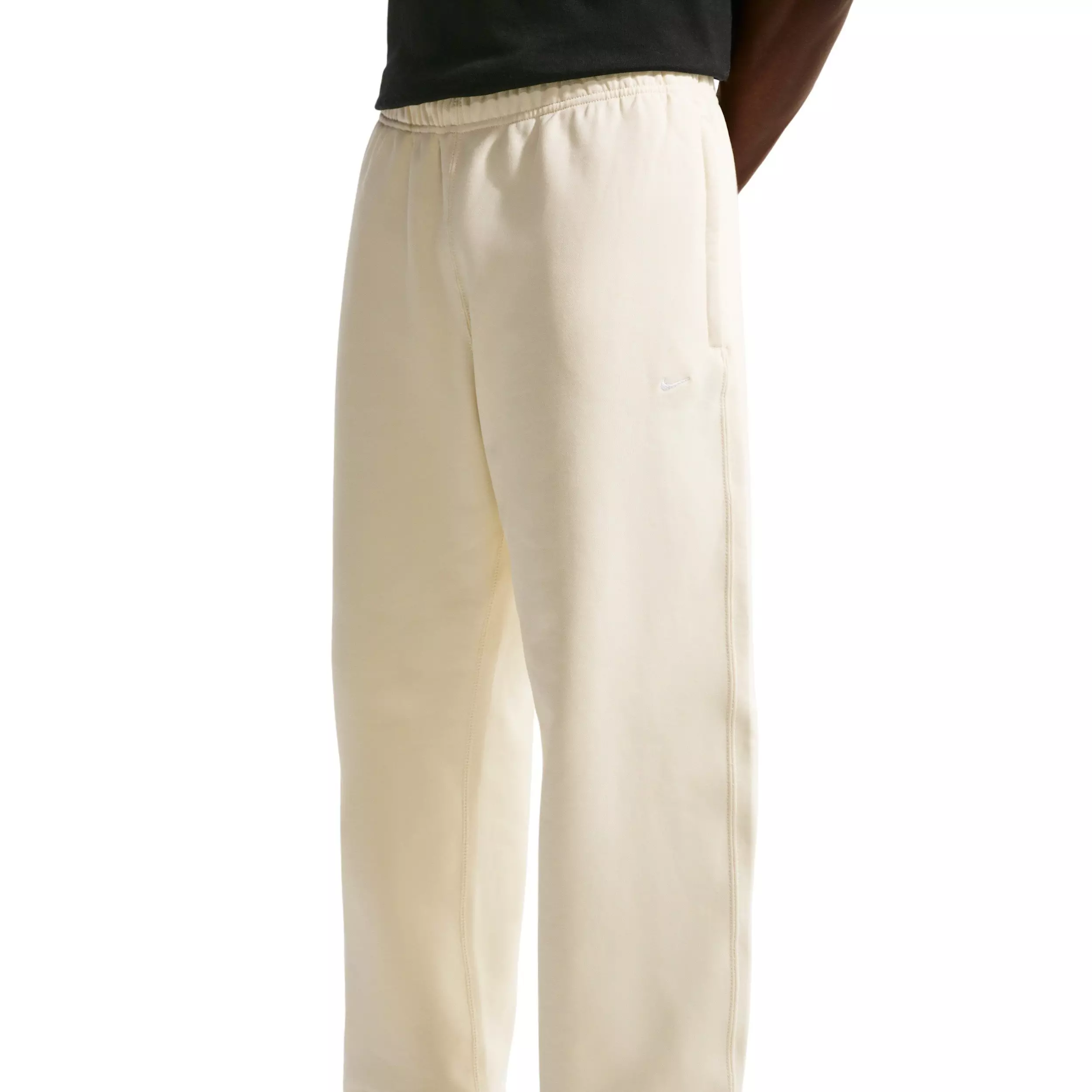 Nike Men's Solo Swoosh Fleece Open-Hem Pants - COCONUT MILK