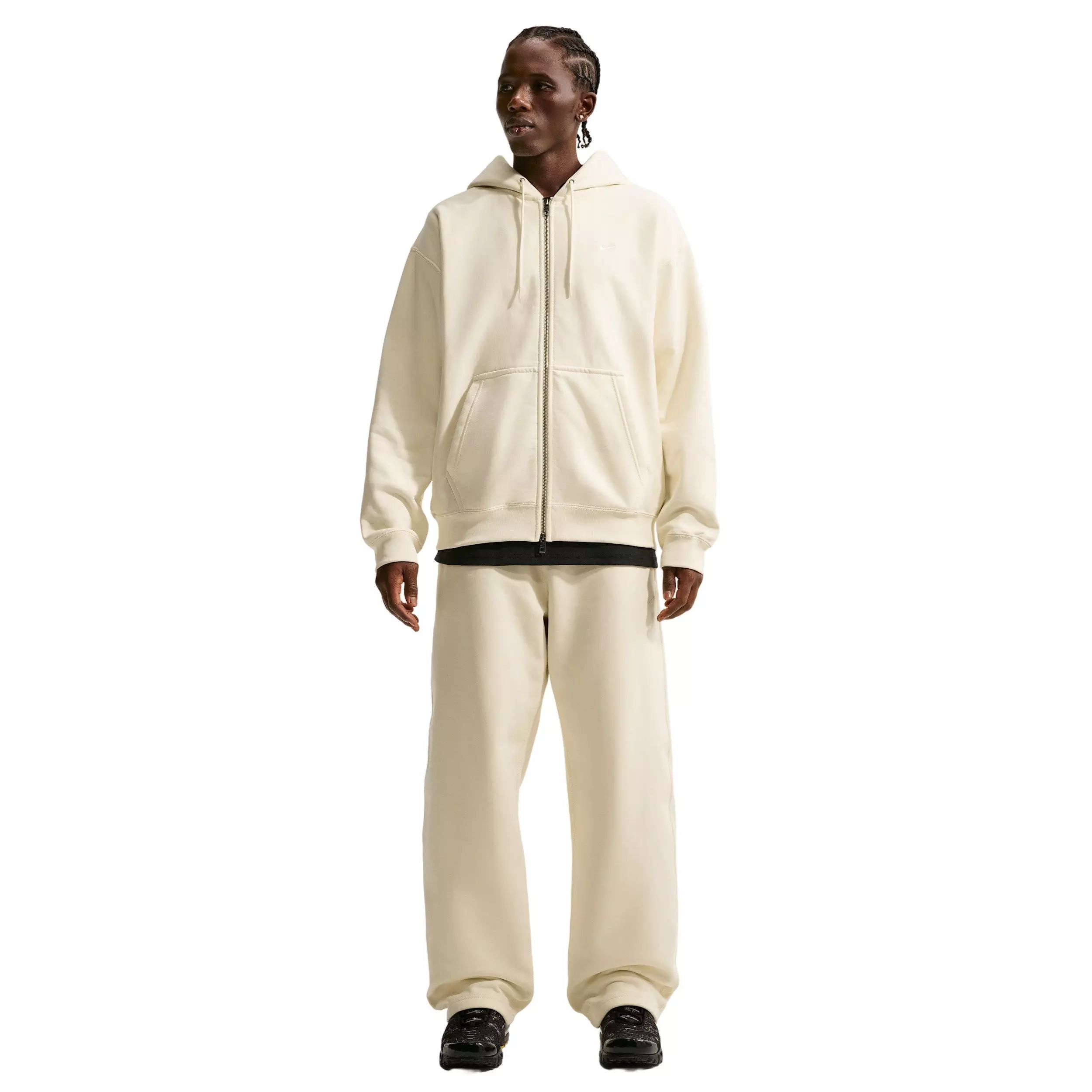 Nike Men's Solo Swoosh Fleece Open-Hem Pants - COCONUT MILK