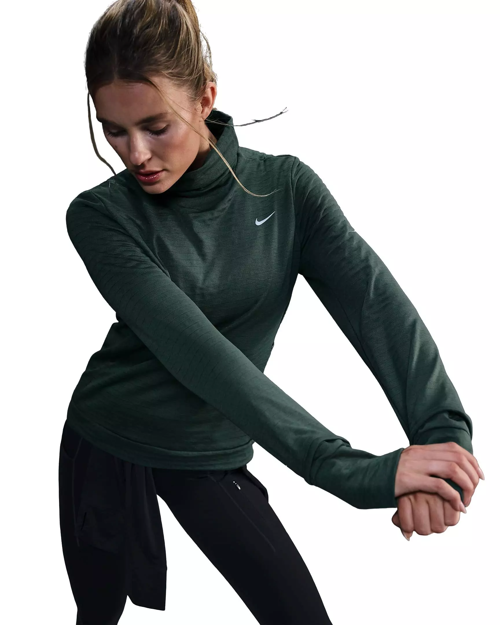 Nike Women's Therma-FIT Swift Turtleneck Running Top -Green - GREEN