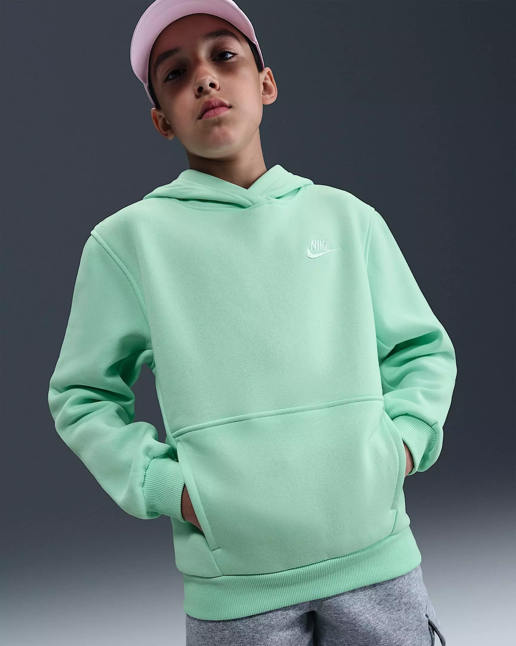 Nike Big Kids' Sportswear Club Fleece Lightweight Pullover Hoodie - Mint - MINT