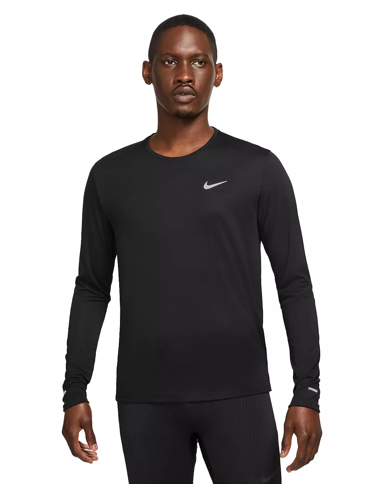 Nike Men's Dri-FIT Miler Long-Sleeve Running Top - BLACK