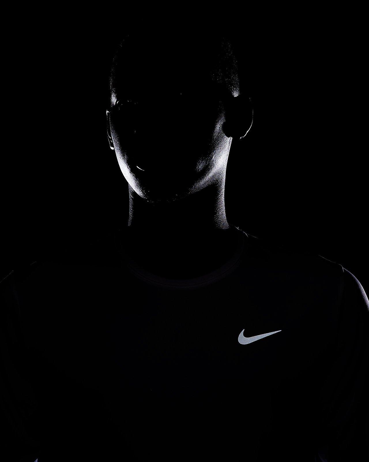 Nike Men's Dri-FIT Miler Long-Sleeve Running Top - WHITE Thumbnail View 6