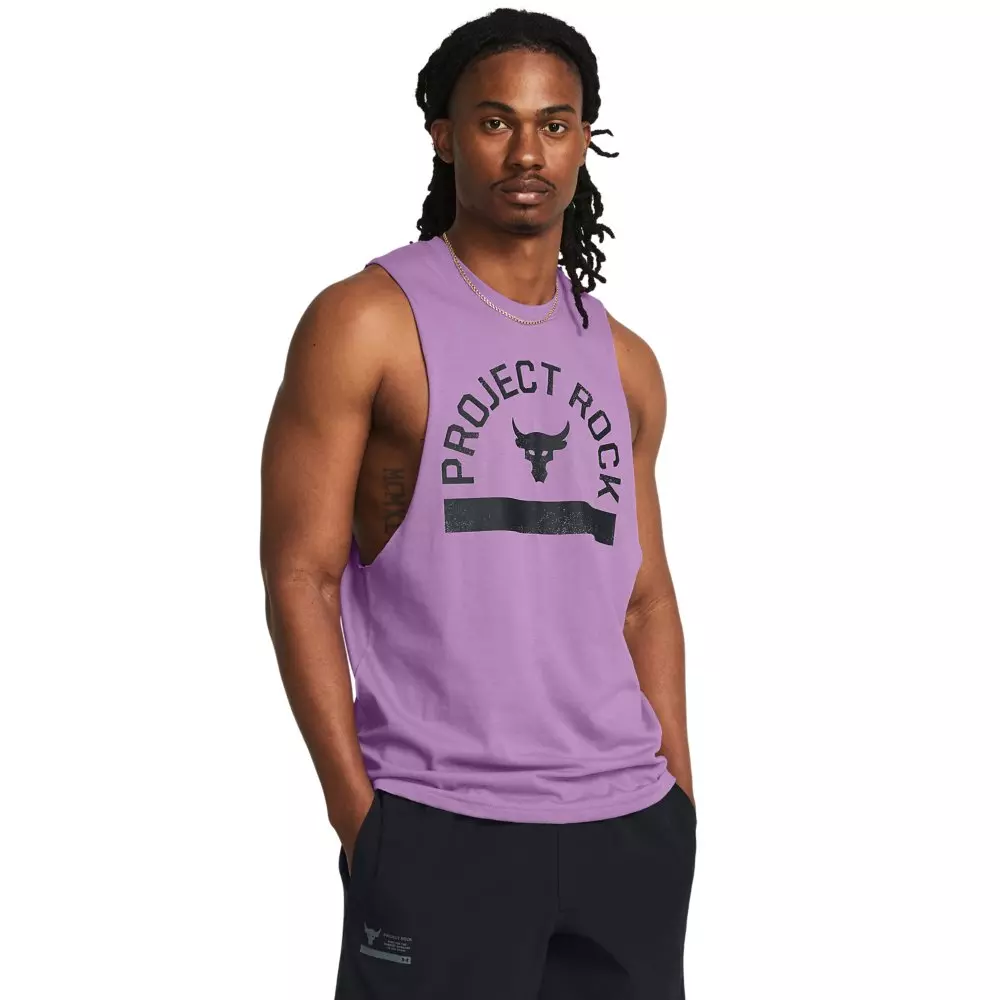 Under Armour Men's Project Rock Payoff Graphic Sleeveless Tank Top - PURPLE