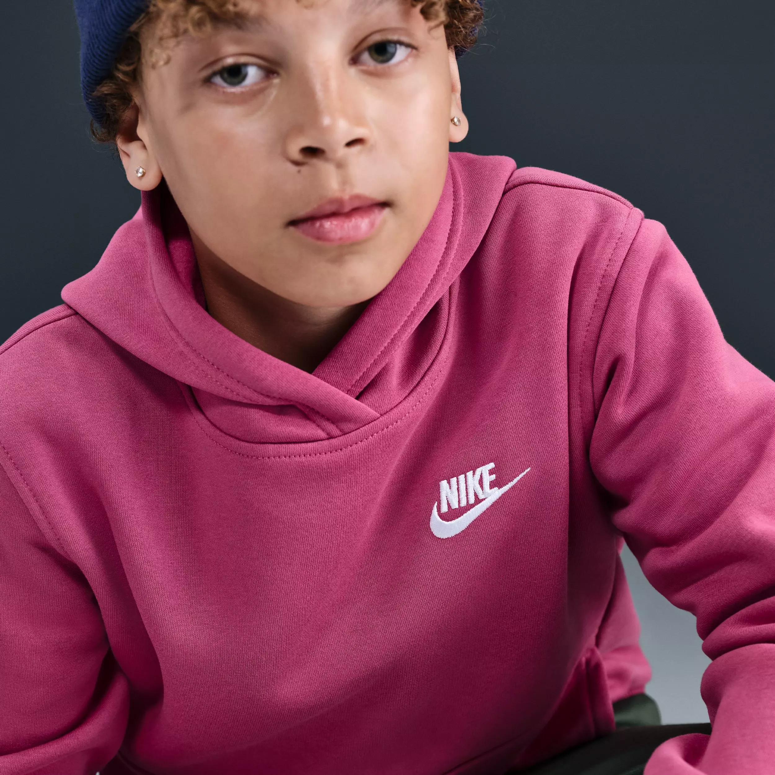 Nike Big Kids' Sportswear Club Fleece Lightweight Pullover Hoodie - Mauve - PURPLE
