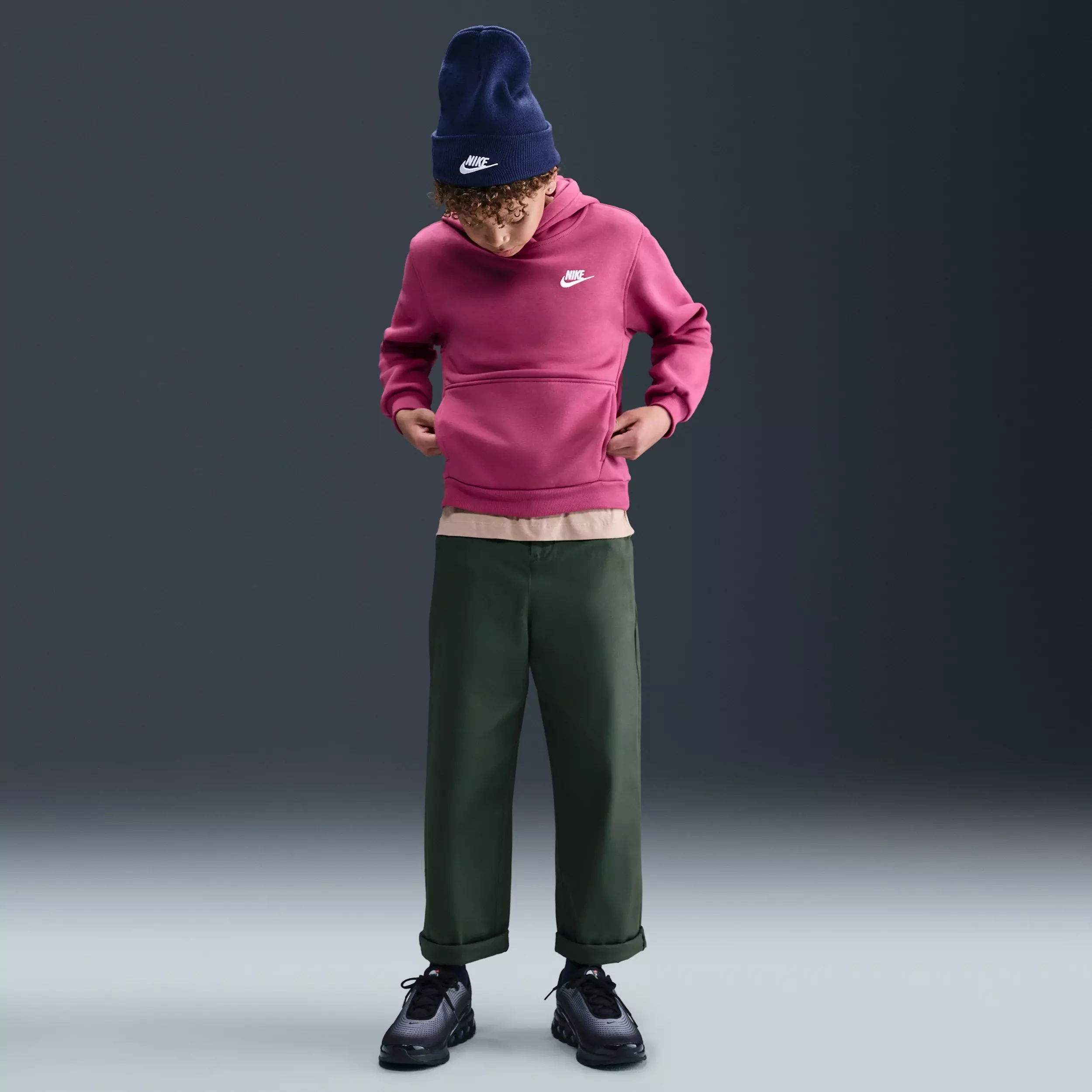 Nike Big Kids' Sportswear Club Fleece Lightweight Pullover Hoodie - Pink - PURPLE