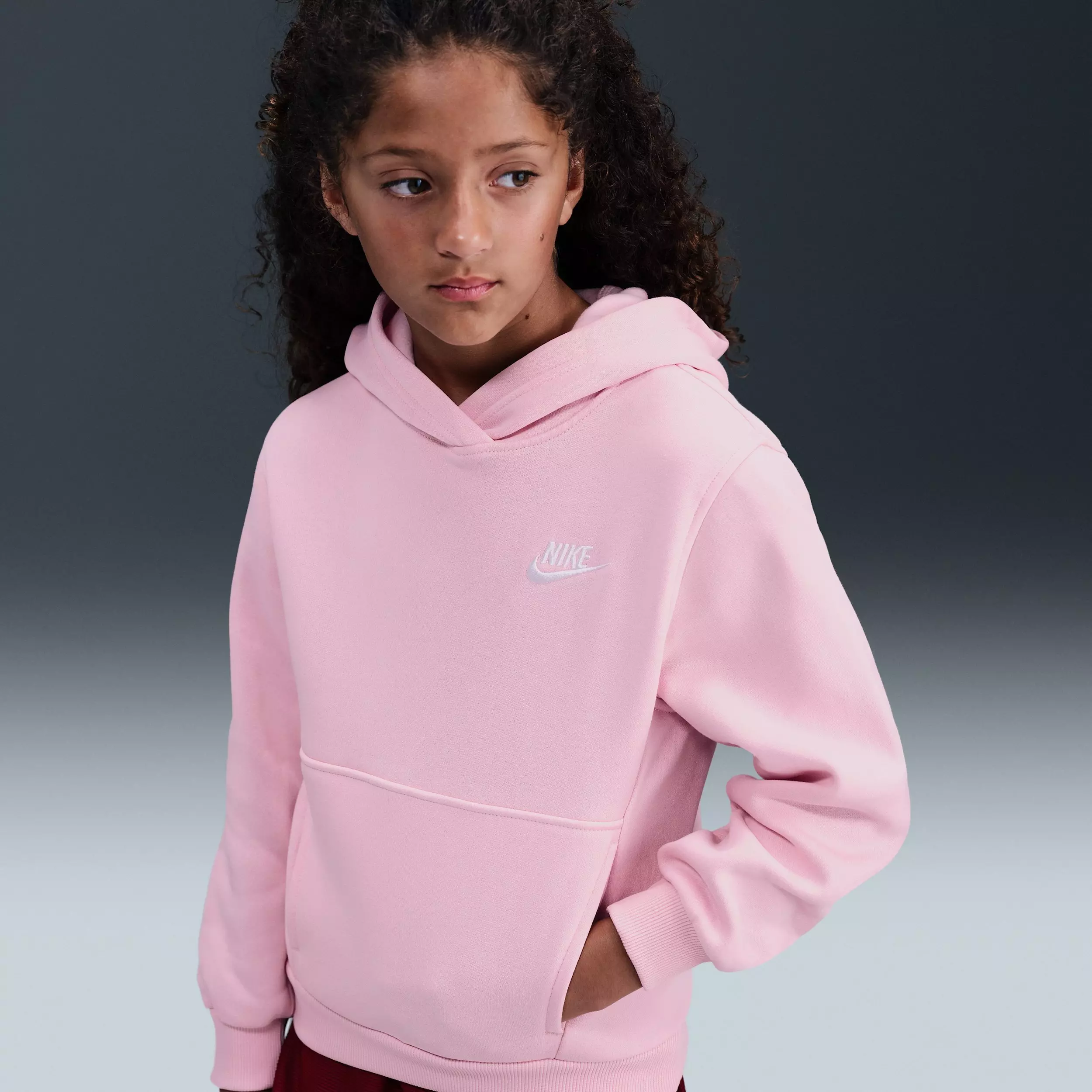 Nike Big Kids' Sportswear Club Fleece Lightweight Pullover Hoodie - Pink - PINK