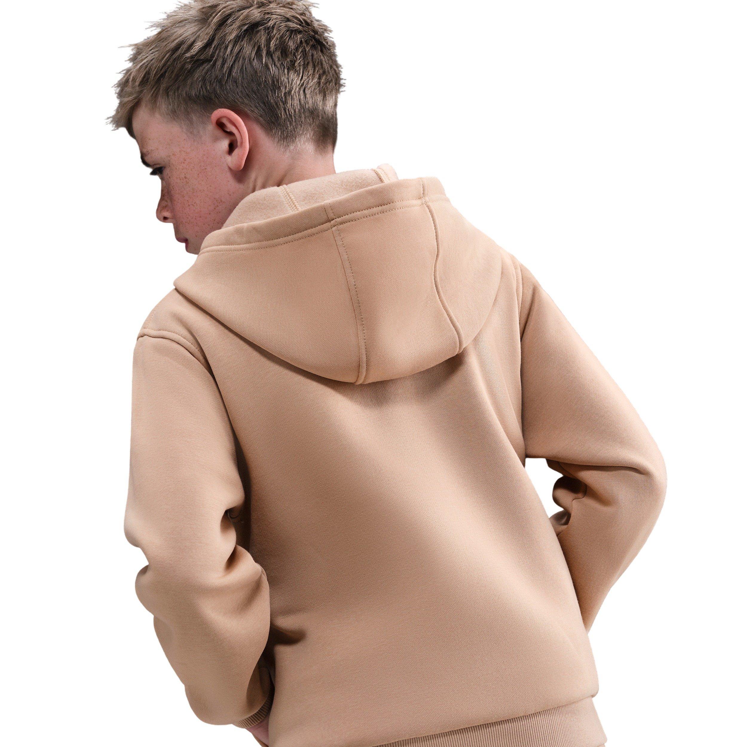 Nike Sportswear Club Fleece Full-Zip Big Kids' Brown Hooded Jacket