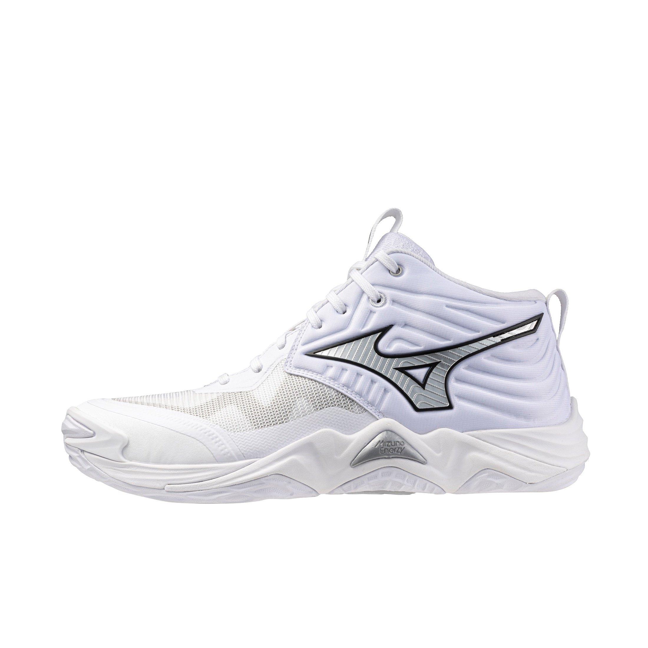 Mizuno Wave Momentum Elite Mid "White/Metallic Grey" Unisex Volleyball Shoe - WHITE/GREY