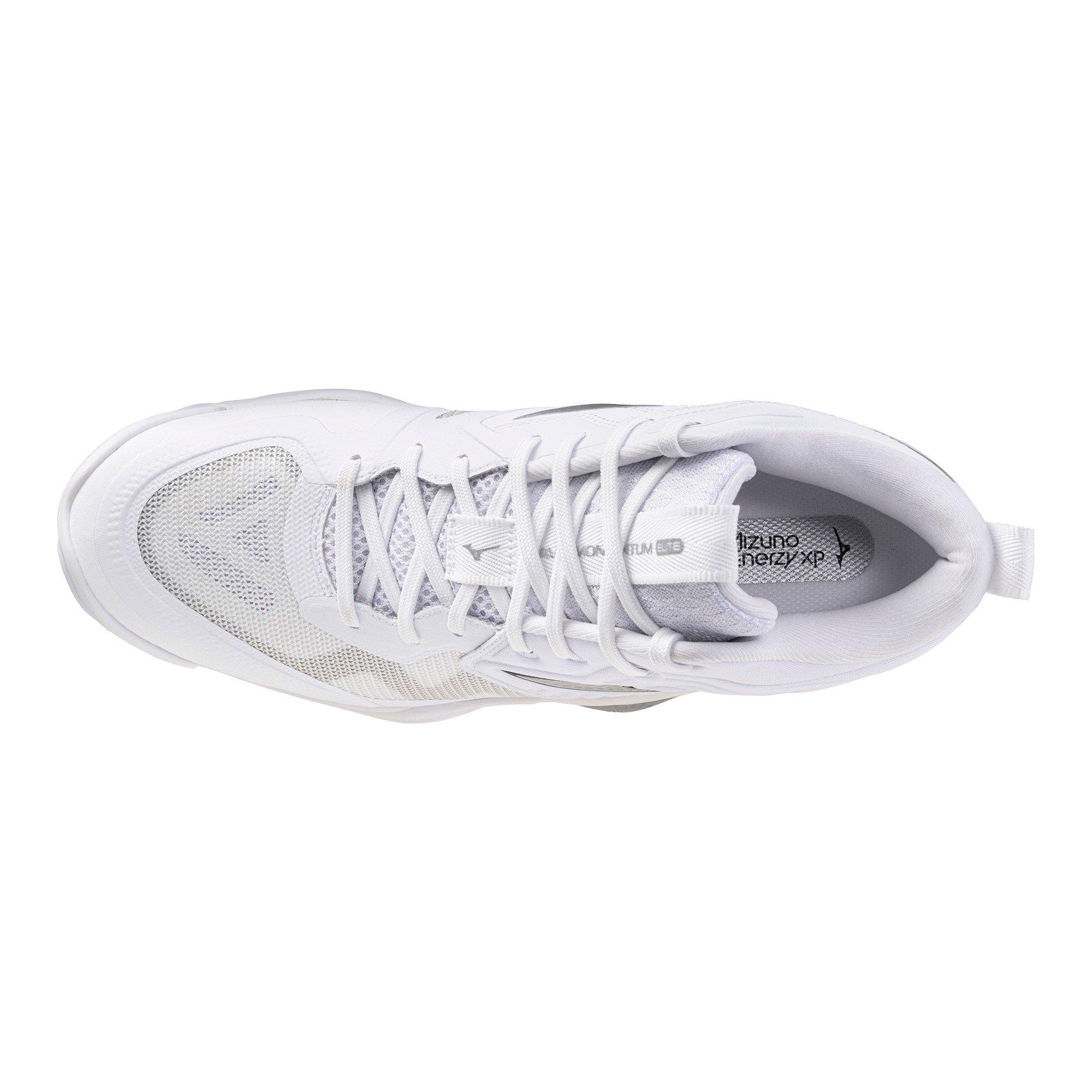 Mizuno Wave Momentum Elite Mid "White/Metallic Grey" Unisex Volleyball Shoe - WHITE/GREY