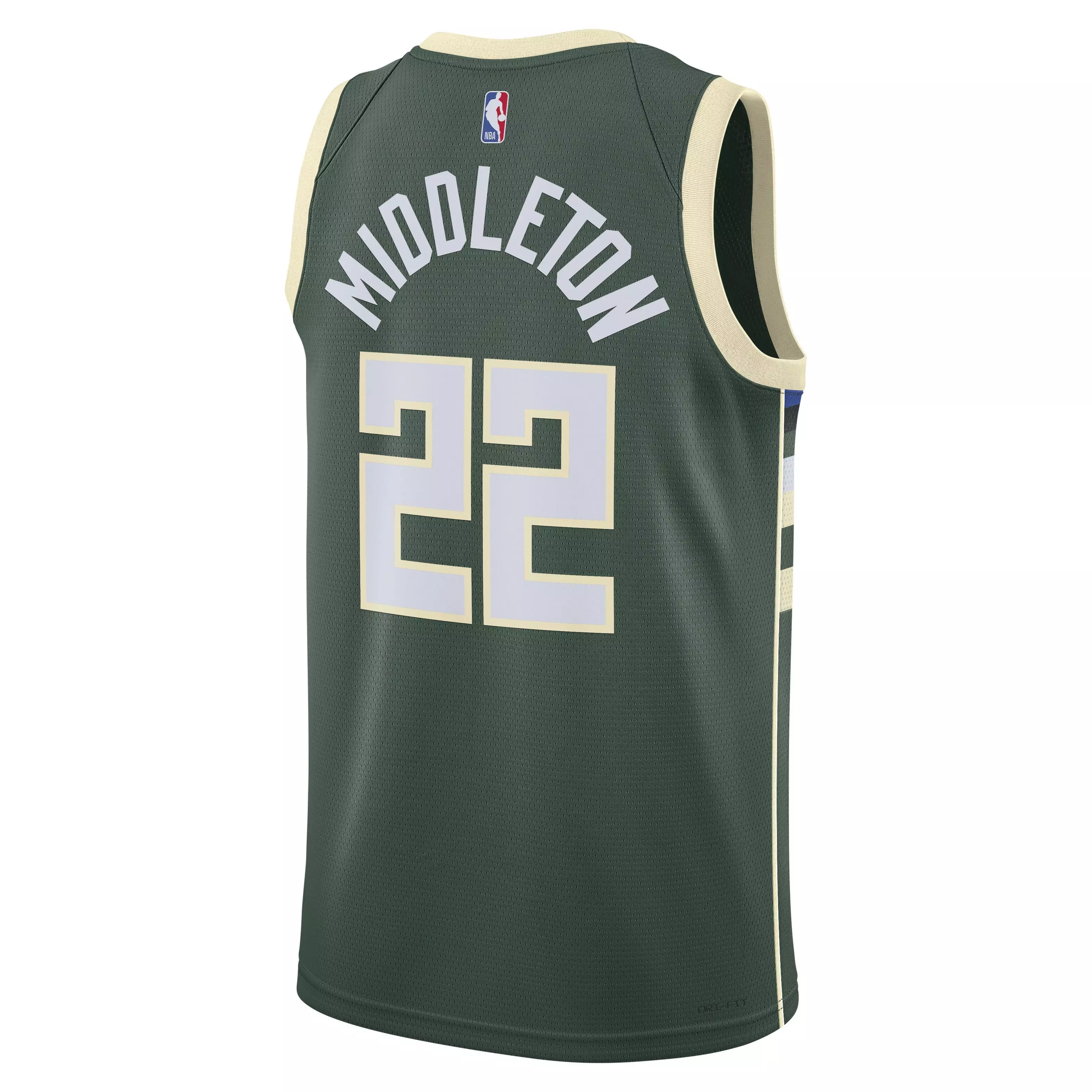 Nike Men's Milwaukee Bucks Dri-FIT NBA Swingman Icon 22 Road Jersey-Fir/Middleton - FIR/MIDDLETON