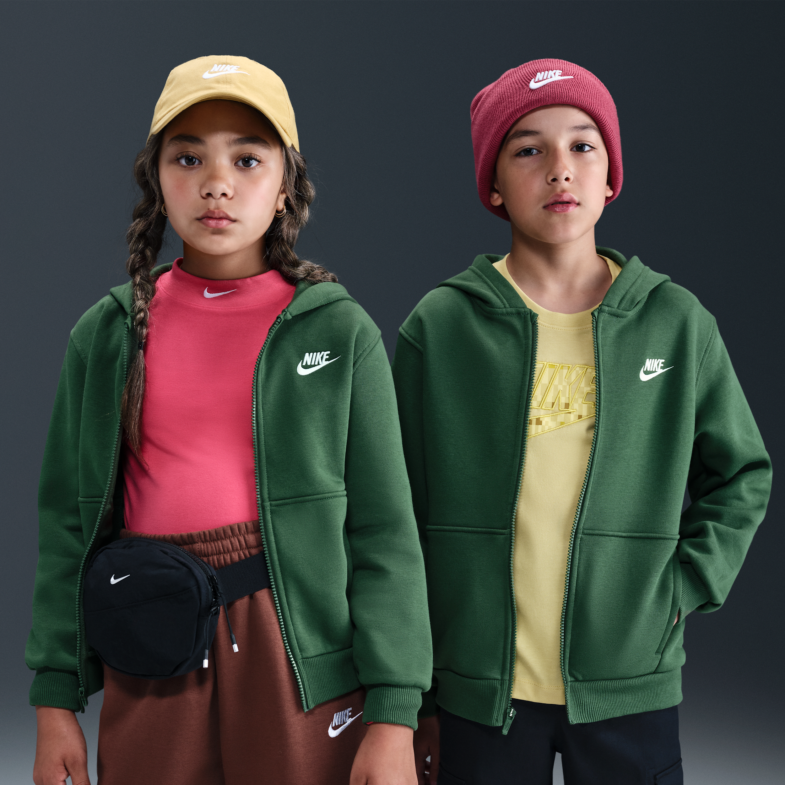 Nike Sportswear Club Fleece Full-Zip Big Kids' Green Hooded Jacket