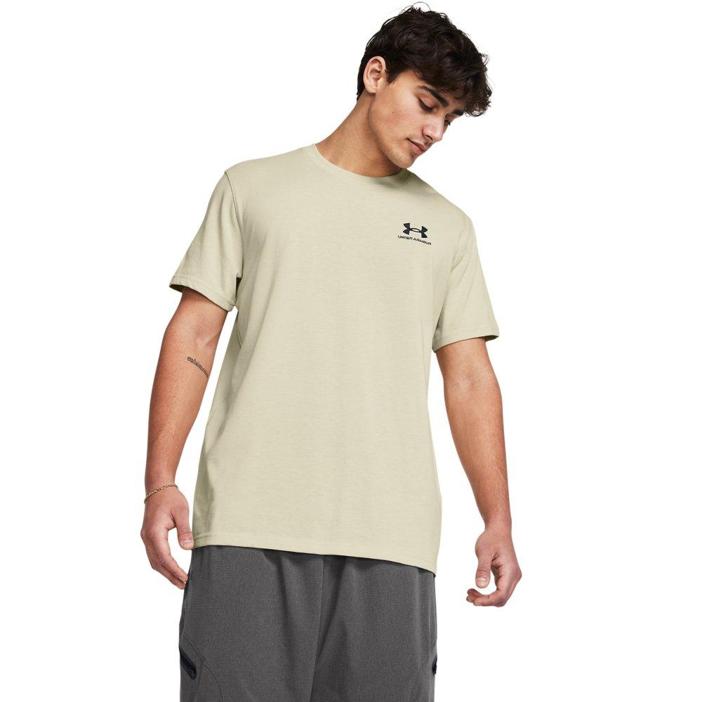 Under Armour Men's Logo Embroidered Heavyweight Short Sleeve Shirt - Beige - BEIGE Thumbnail View 1