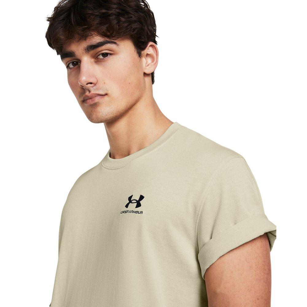 Under Armour Men's Logo Embroidered Heavyweight Short Sleeve Shirt - Beige - BEIGE Thumbnail View 3