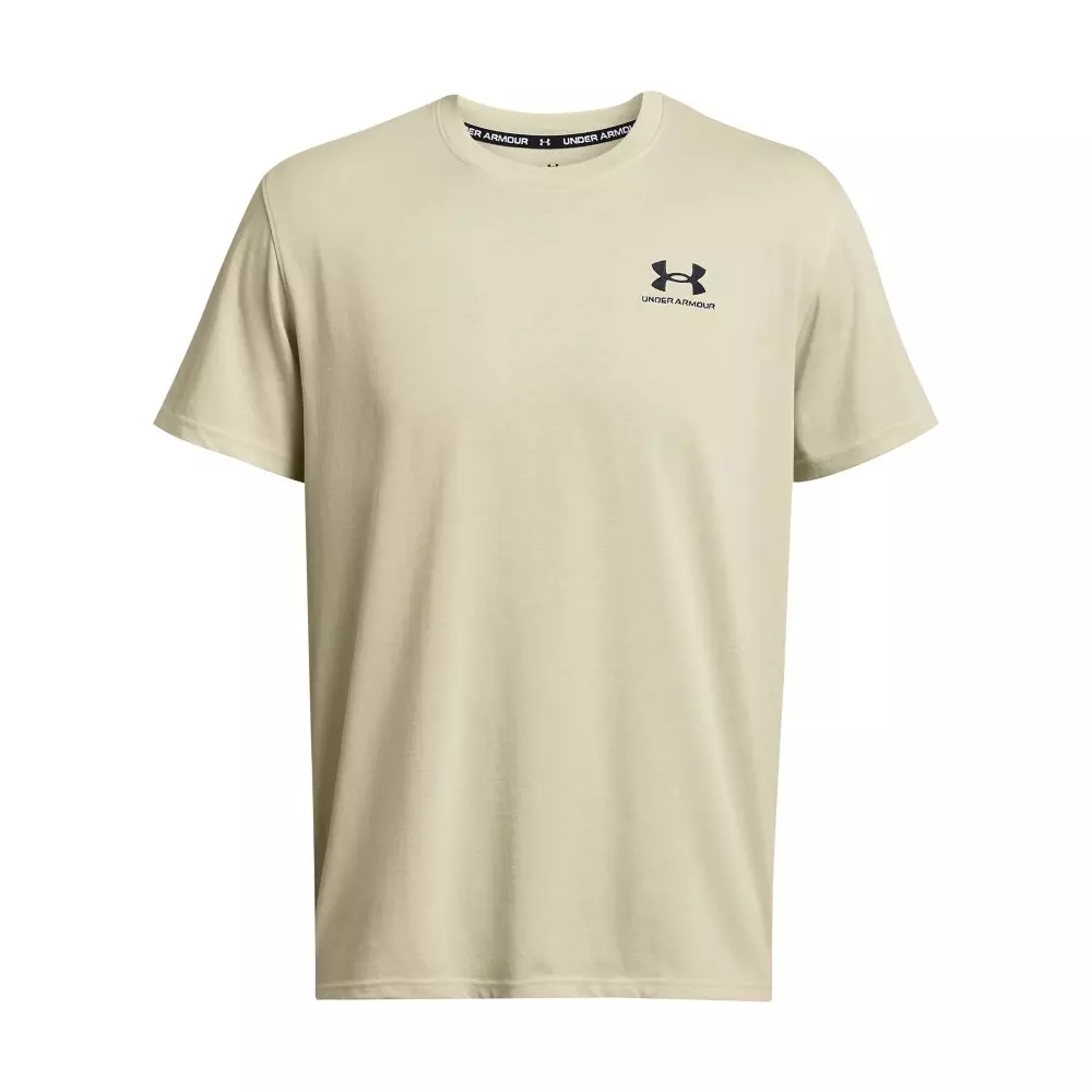 Under Armour Men's Logo Embroidered Heavyweight Short Sleeve Shirt - Beige - BEIGE