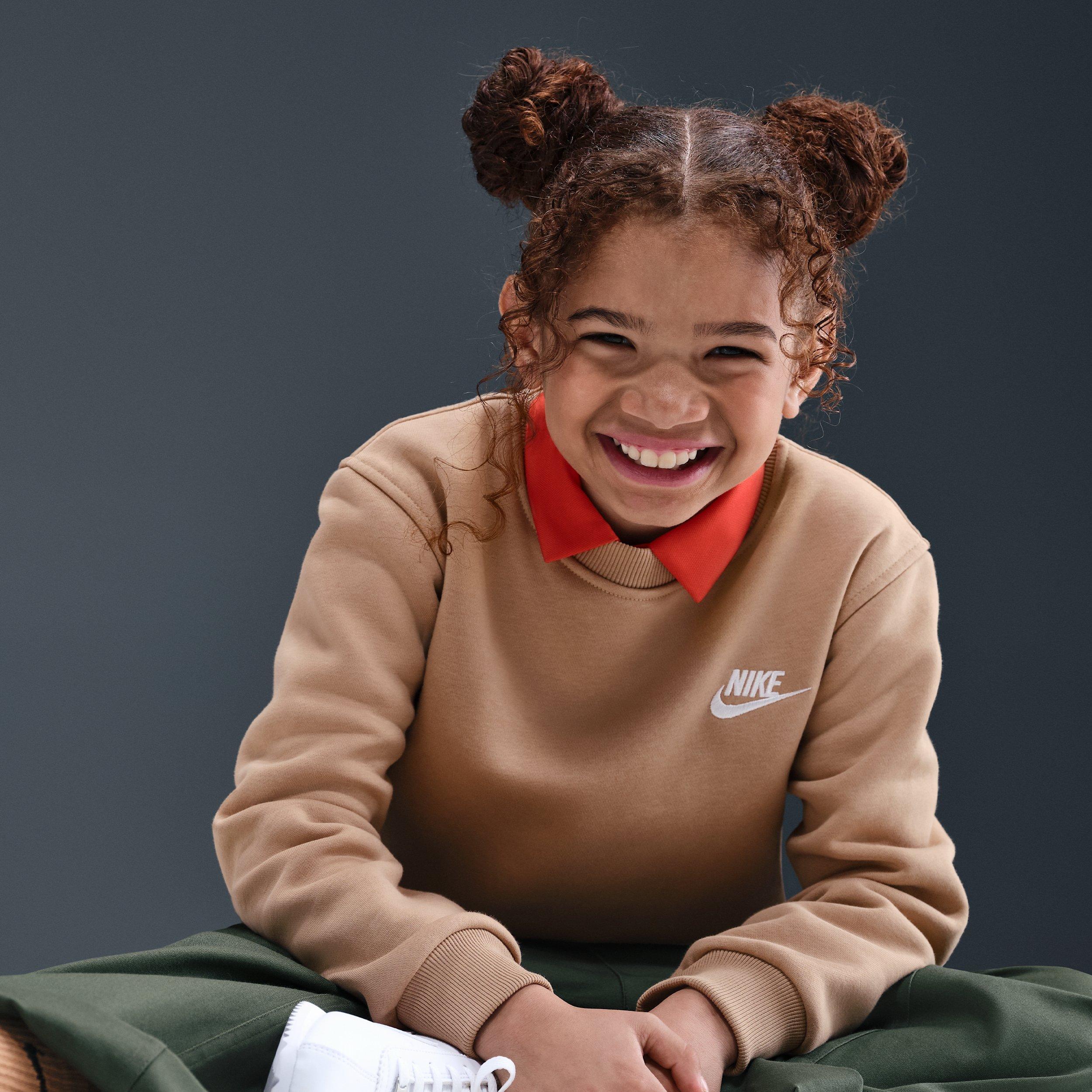 Nike Sportswear Club Fleece Big Kids' Brown Crewneck Sweatshirt
