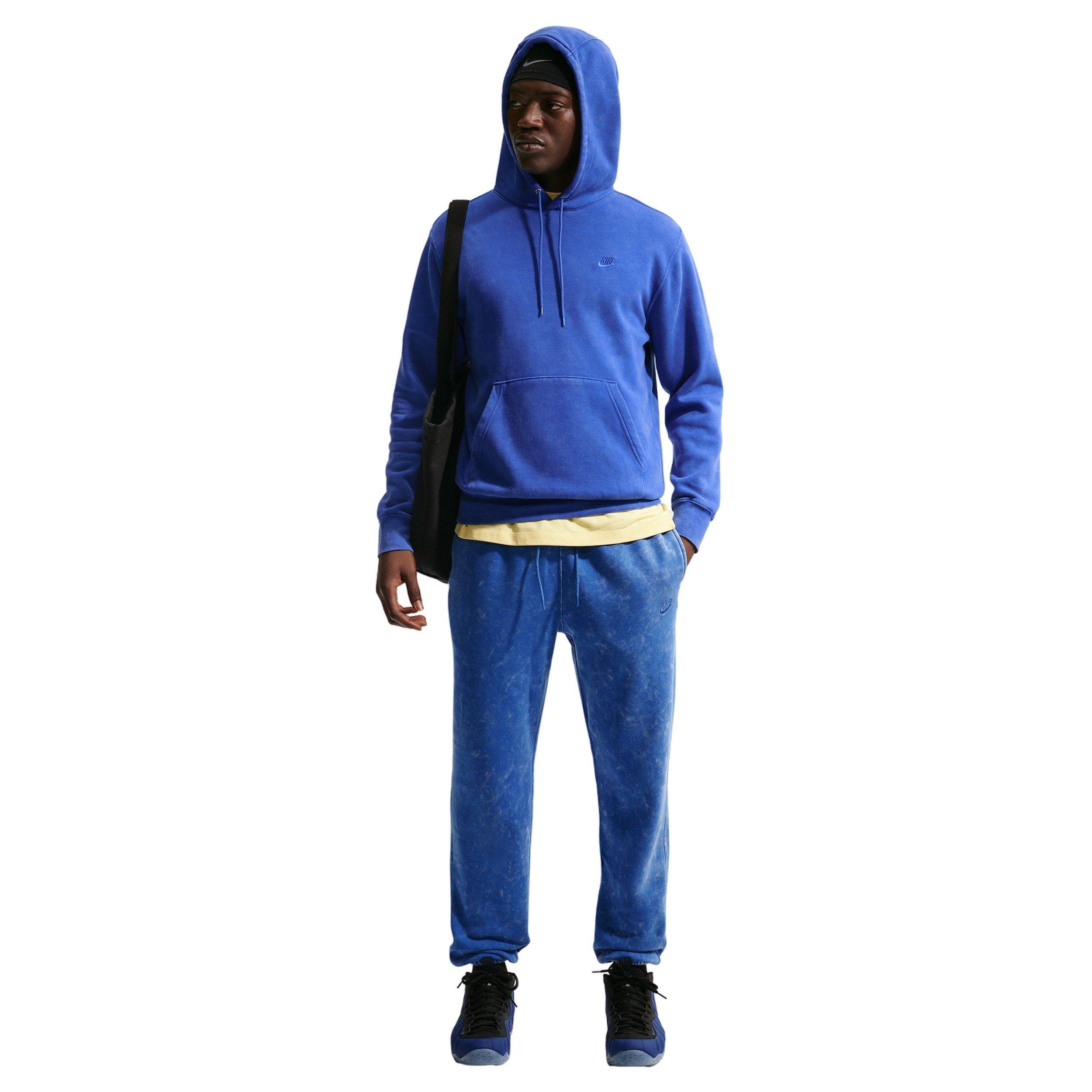 Nike Men's Sportswear Club Washed Cuffed Fleece Pants - BLUE Thumbnail View 3