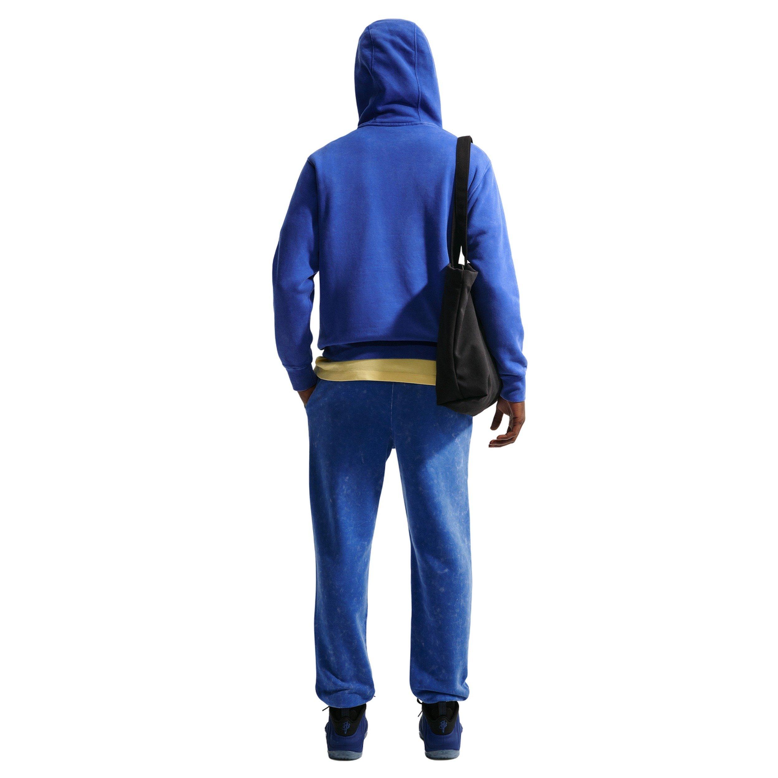 Nike Men's Sportswear Club Washed Cuffed Fleece Pants - BLUE Thumbnail View 5