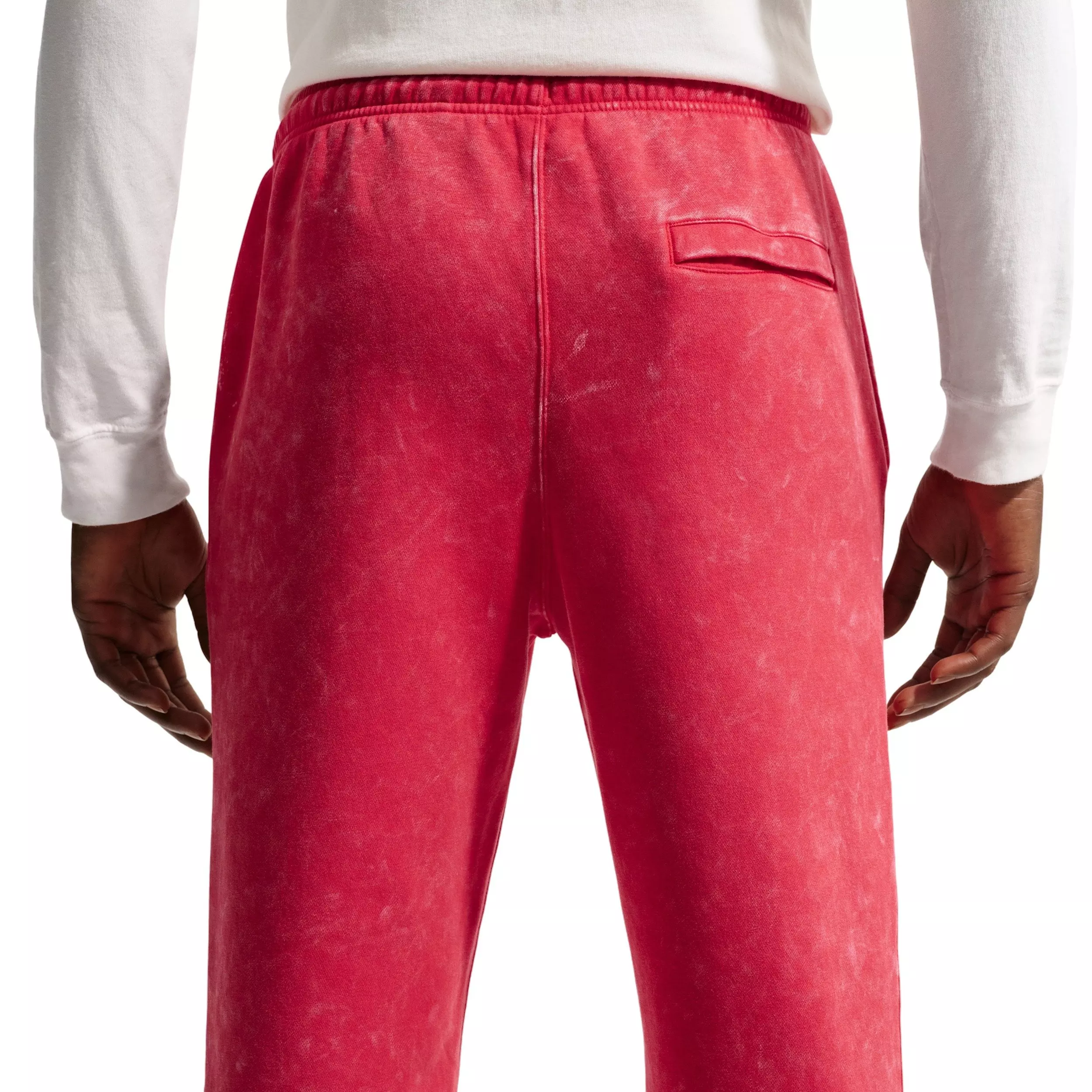 Nike Men's Sportswear Club Washed Cuffed Fleece Pants - RED