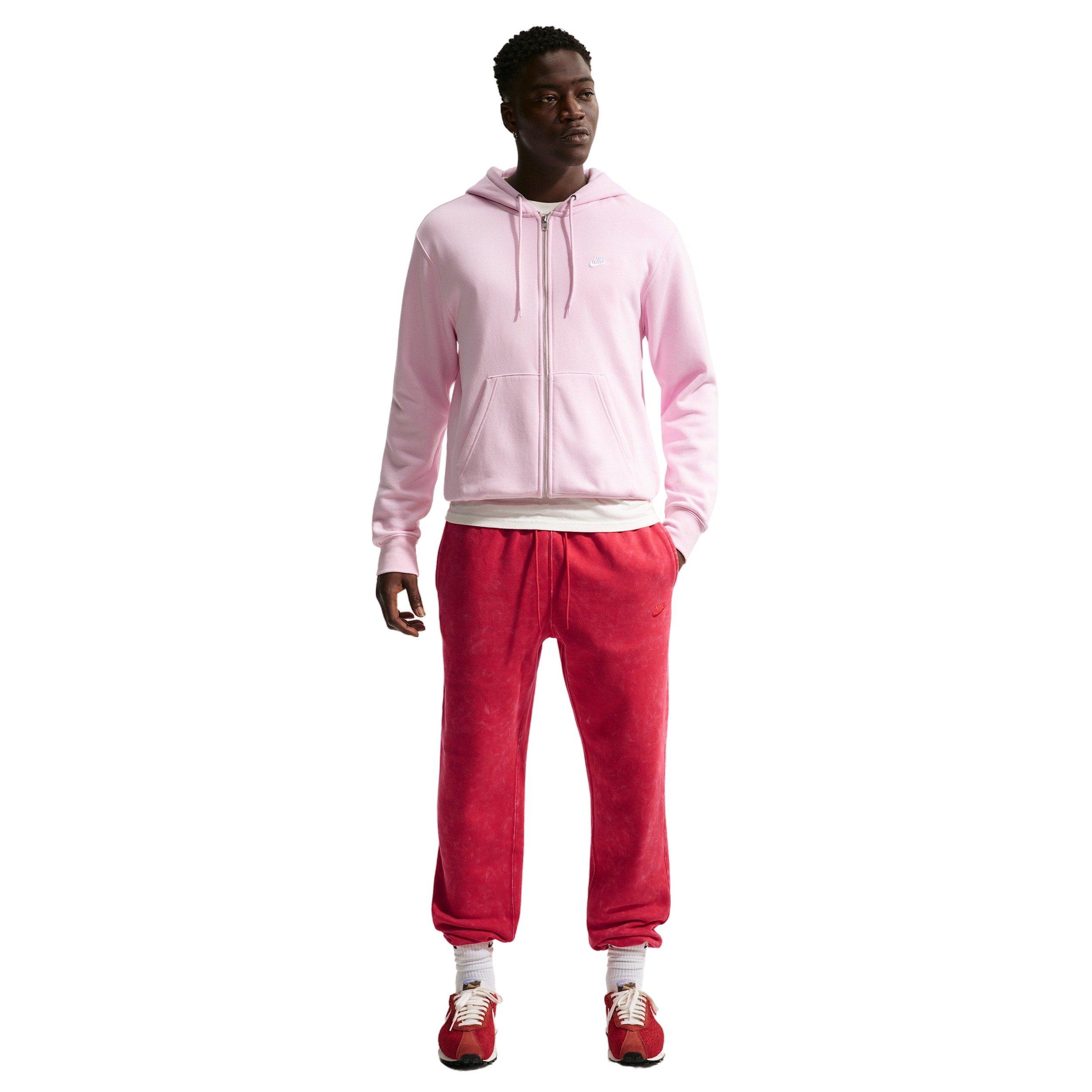 Nike Men's Sportswear Club Washed Cuffed Fleece Pants - RED Thumbnail View 3