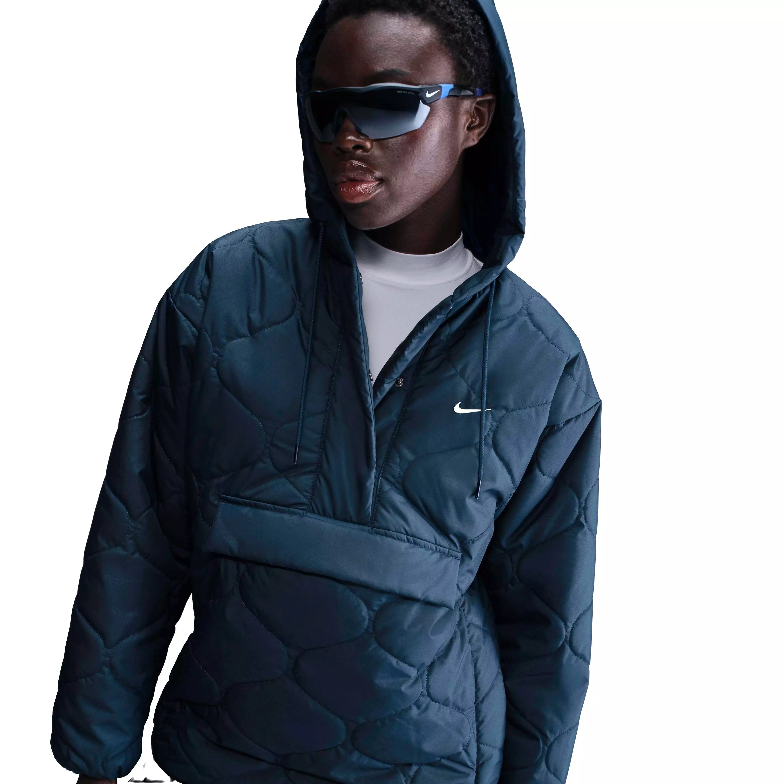 Nike Women's Sportswear Essential Quilted Anorak Jacket - NAVY