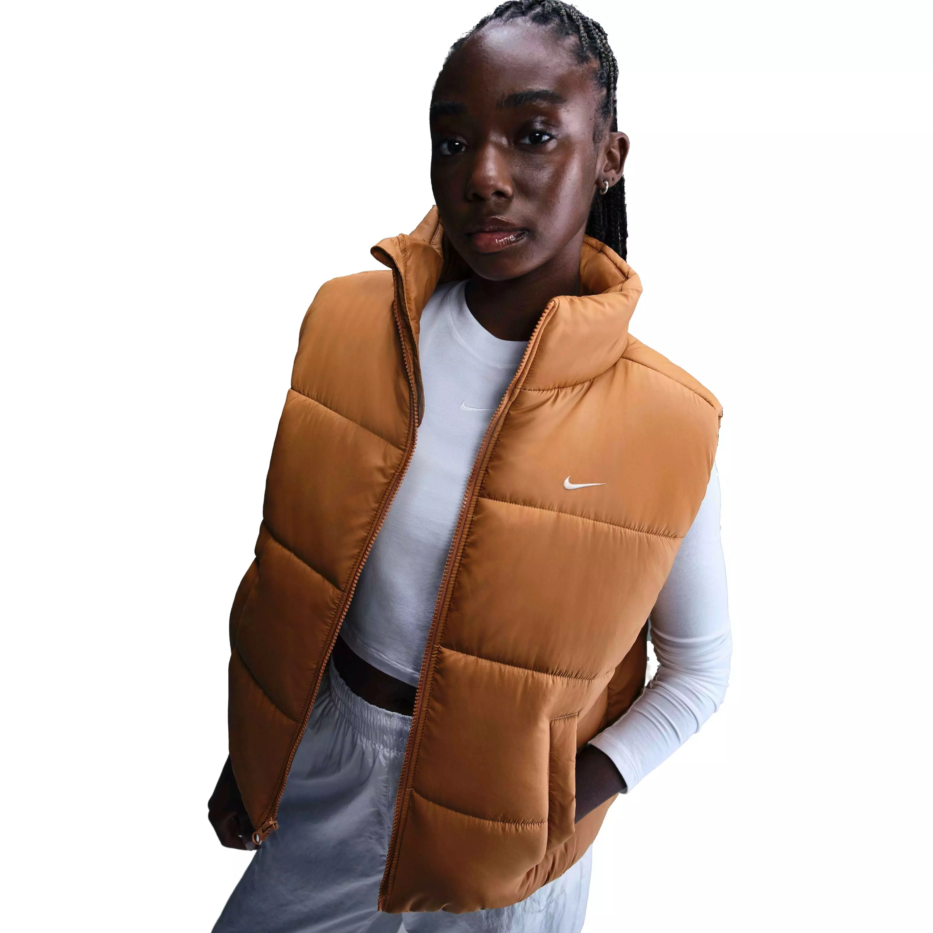 Nike Women's Sportswear Classic Puffer Therma-FIT&nbsp;Loose Vest -Flax - FLAX BROWN