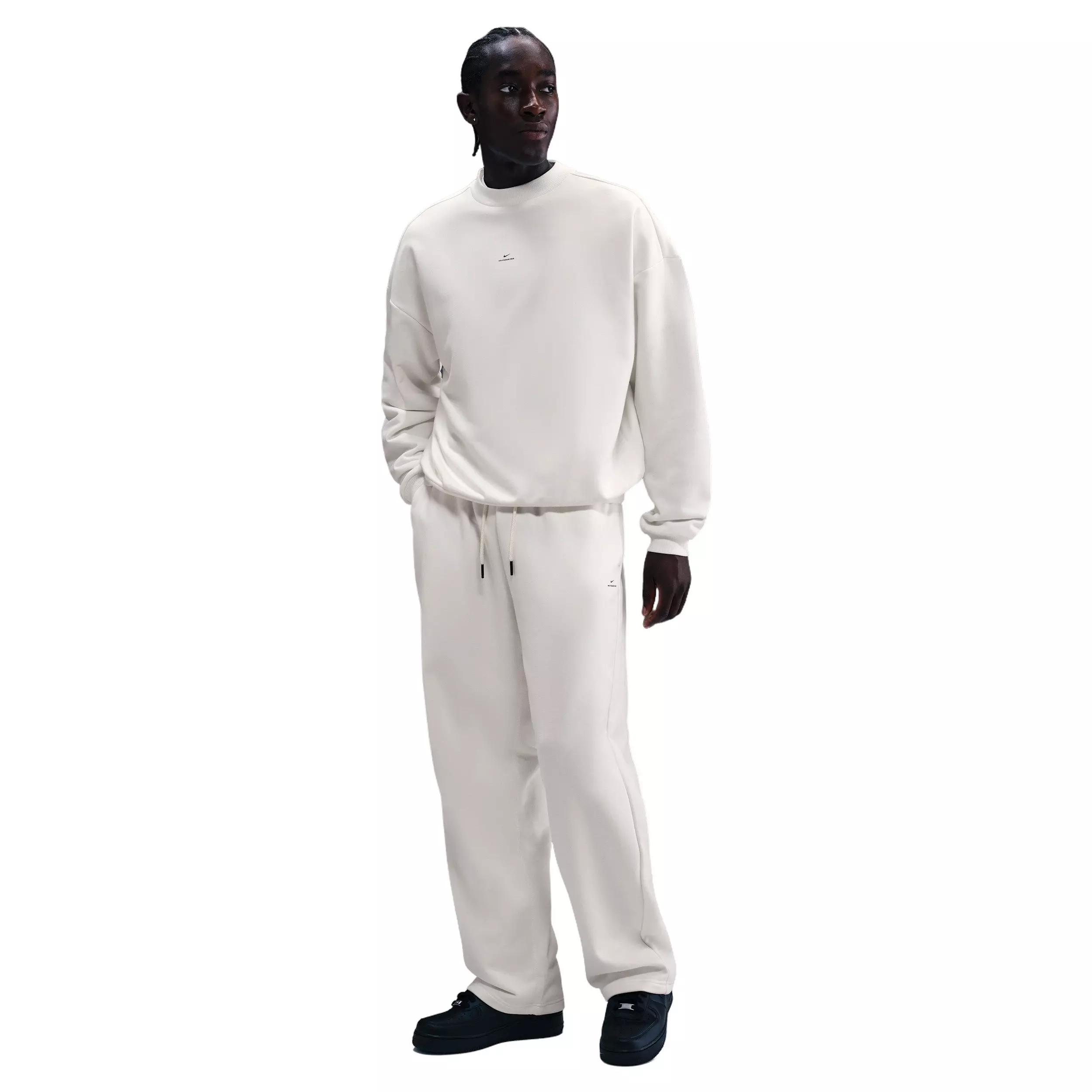 Nike Men's Standard Issue Therma-FIT Brushed Open-Hem Basketball Pants - White - WHITE