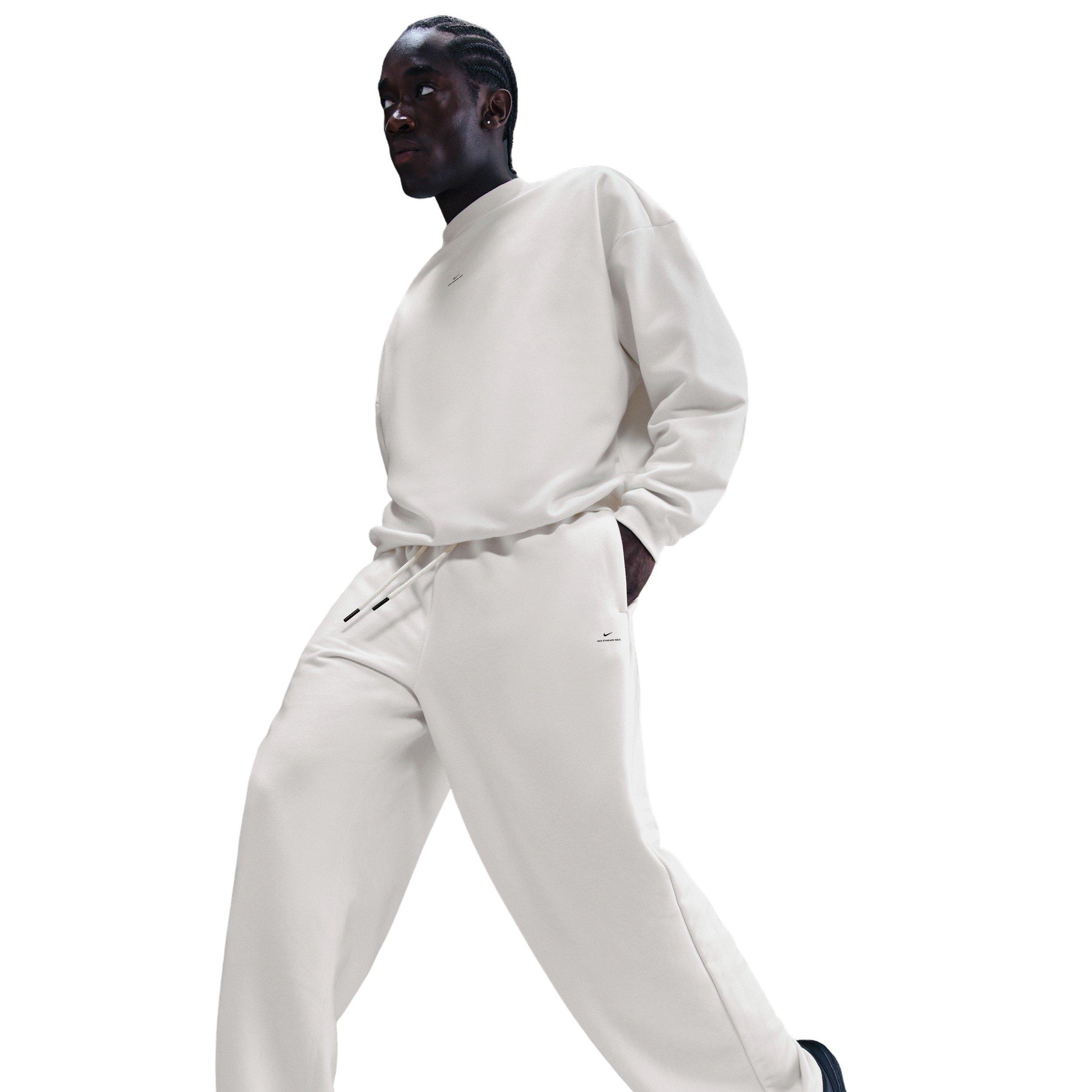 Nike Men's Standard Issue Therma-FIT Brushed Open-Hem Basketball Pants - White - WHITE Thumbnail View 5