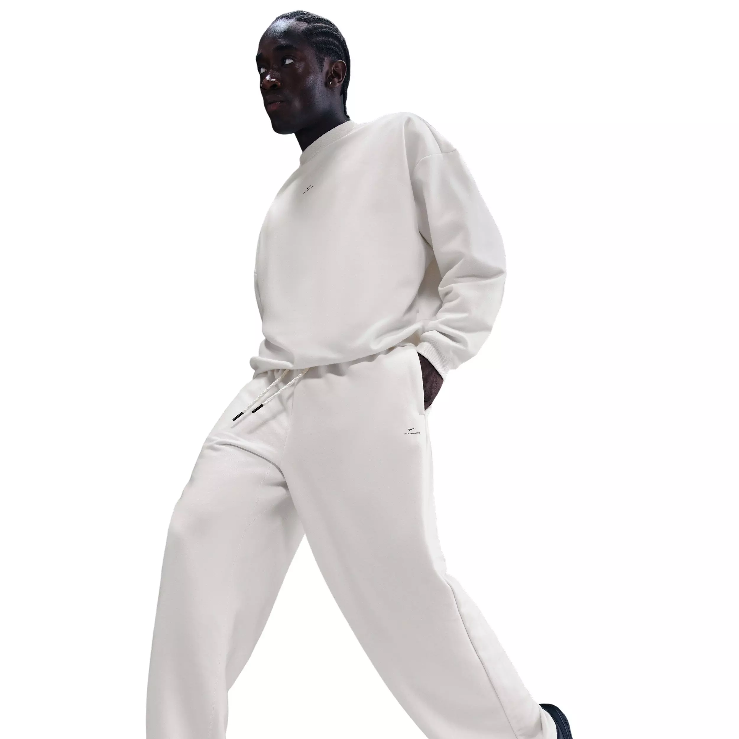 Nike Men's Standard Issue Therma-FIT Brushed Open-Hem Basketball Pants - White - WHITE