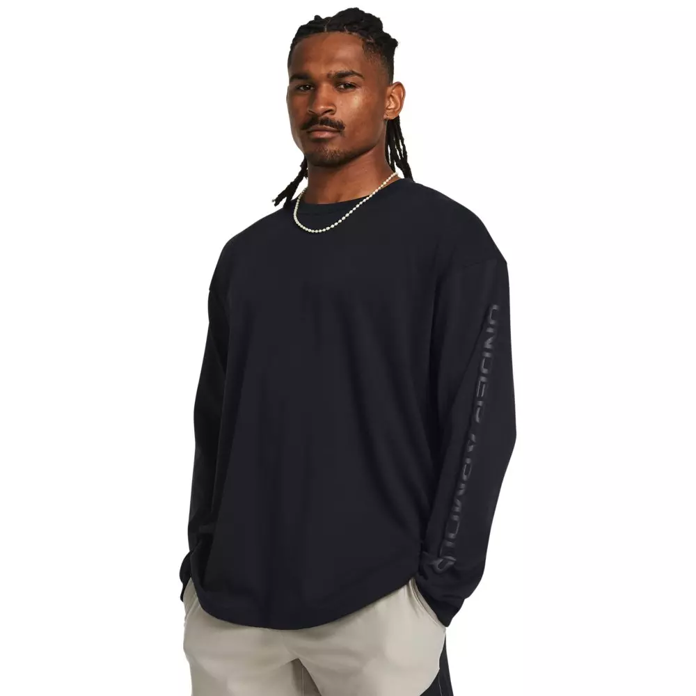 Under Armour Men's Heavyweight Tonal Wordmark Long Sleeve - BLACK