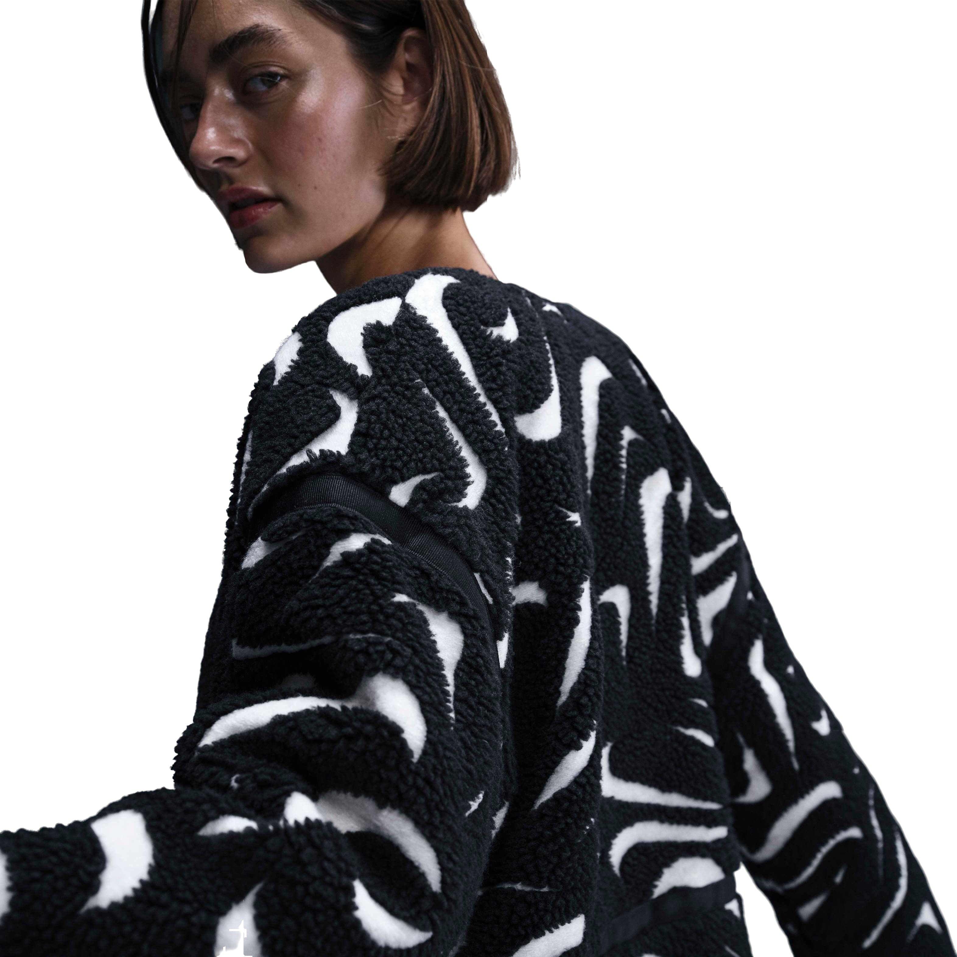 Nike Women's Sportswear Cozy Loose High-Pile Jacket - BLACK Thumbnail View 2