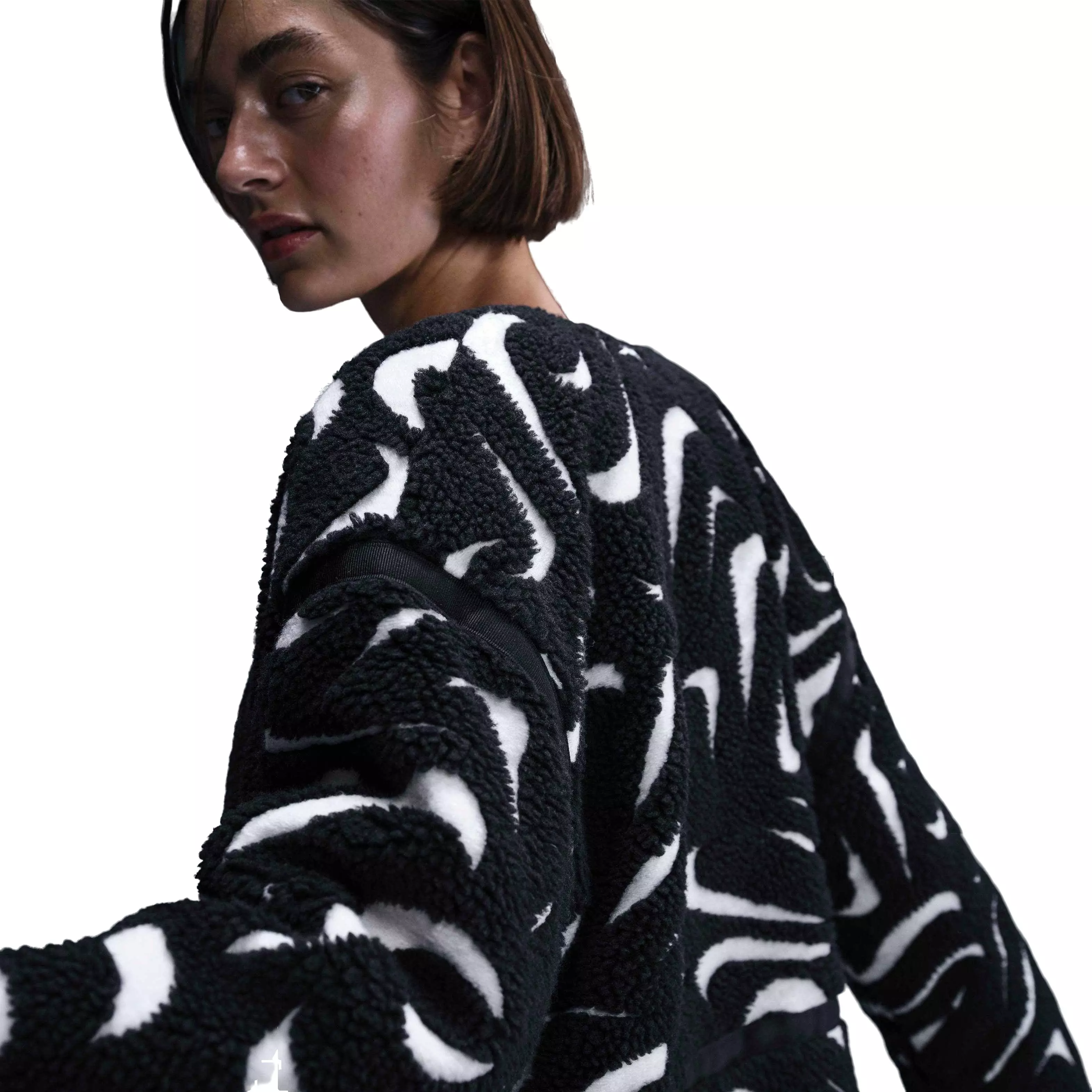 Nike Women's Sportswear Cozy Loose High-Pile Jacket - BLACK